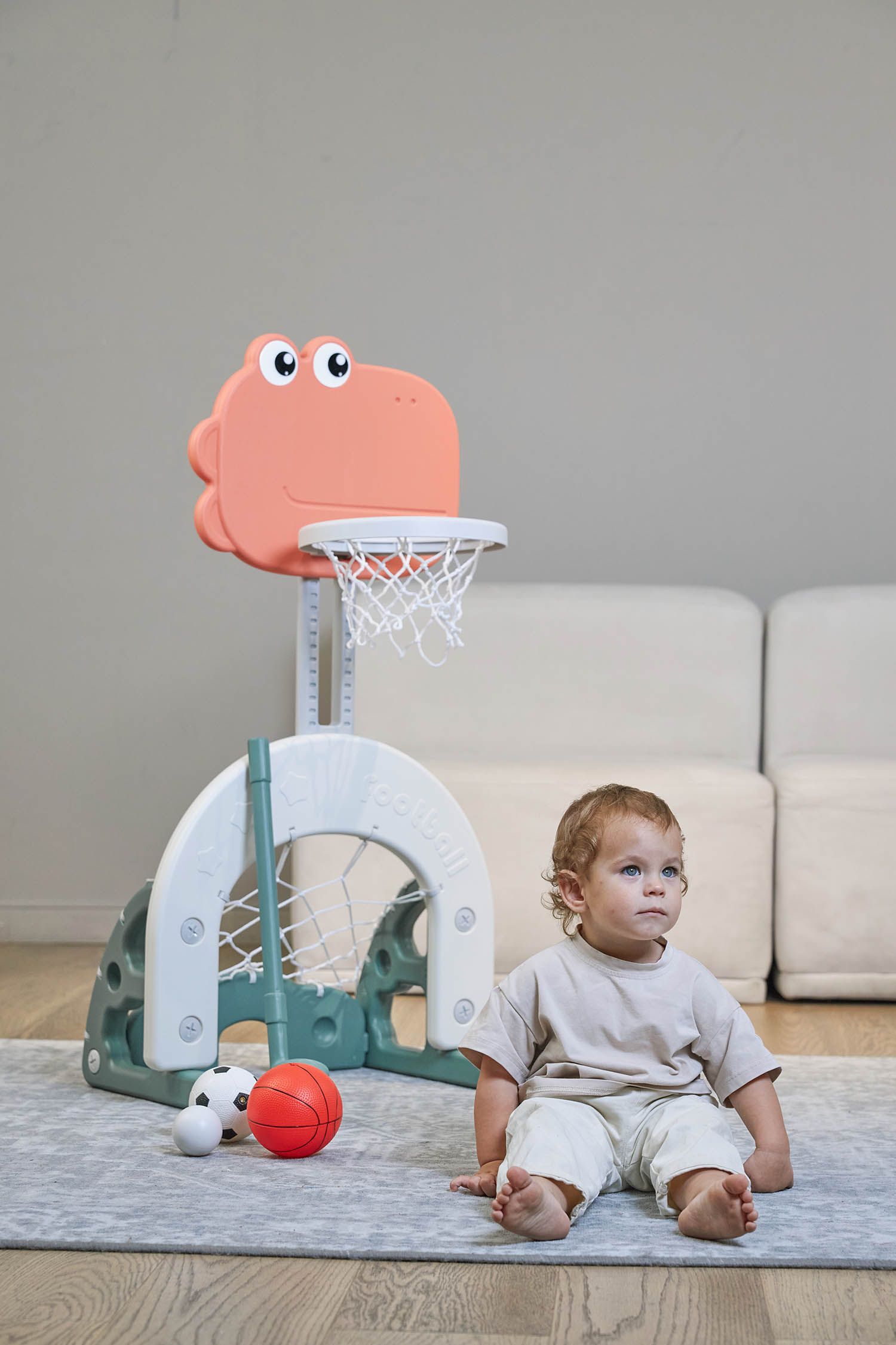 Стойка баскетбольная и хоккейные ворота UNIX Kids Dino (2 in 1) PPBSDINO