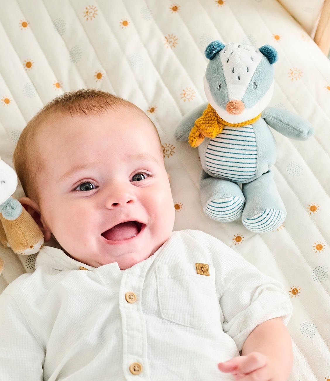 Игрушка мягкая Nattou Rattle MINI FELIX & LEO Барсук 595025