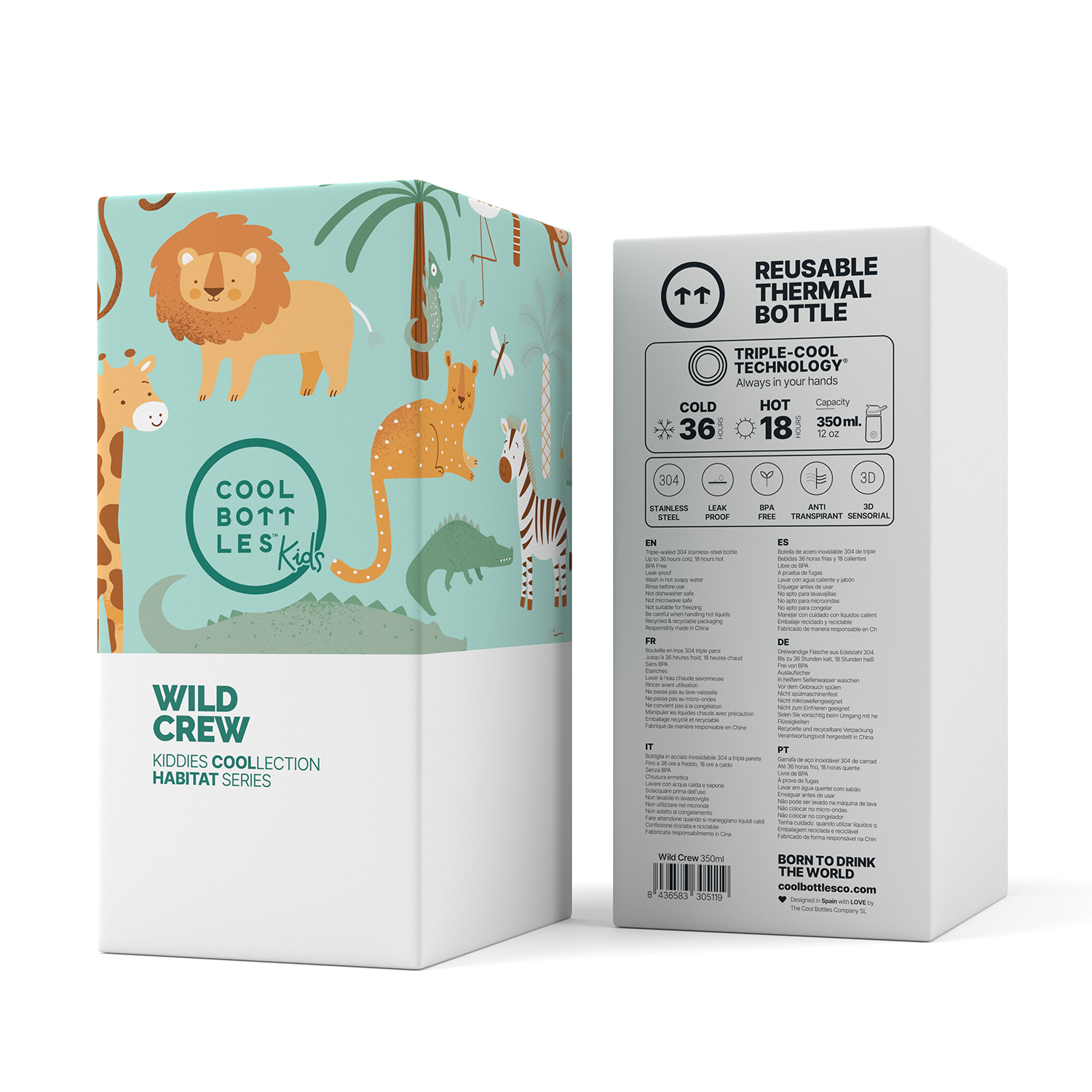 Термос-термобутылка Cool Bottles Kiddie Wild Crew 350 мл