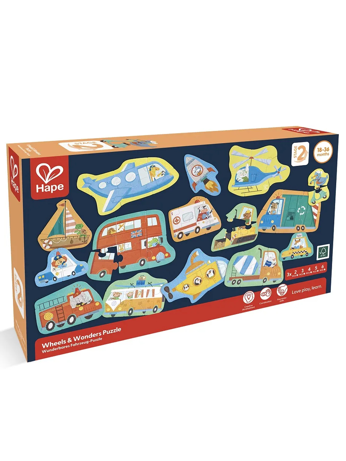 Пазл Hape «Транспорт» 15 картинок E1649_HP