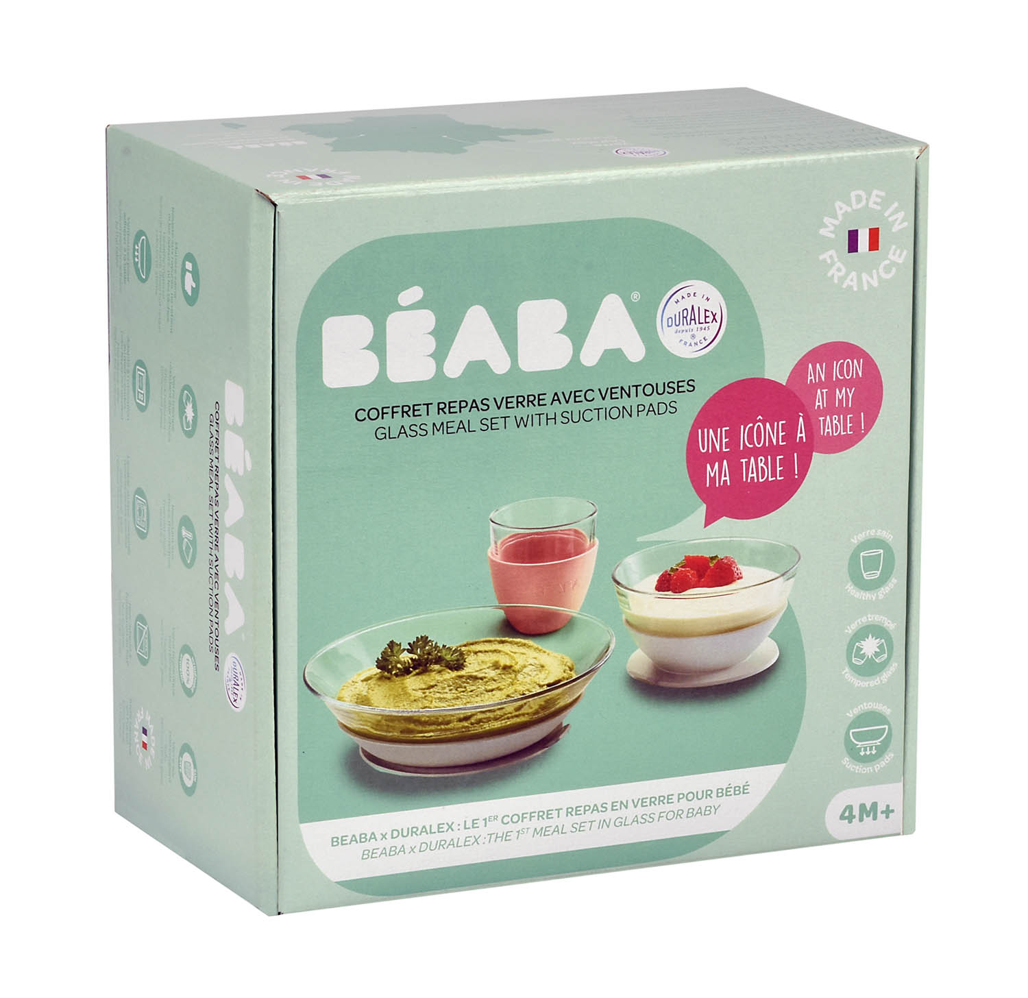Набор посуды Beaba стеклянный 2 тарелки, чашка Coffret Repas Verre