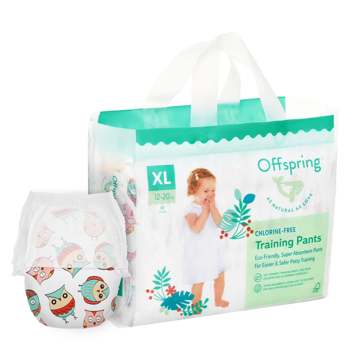 Трусики-подгузники Offspring Совы XL 12-20 кг 30 шт OF02XLO