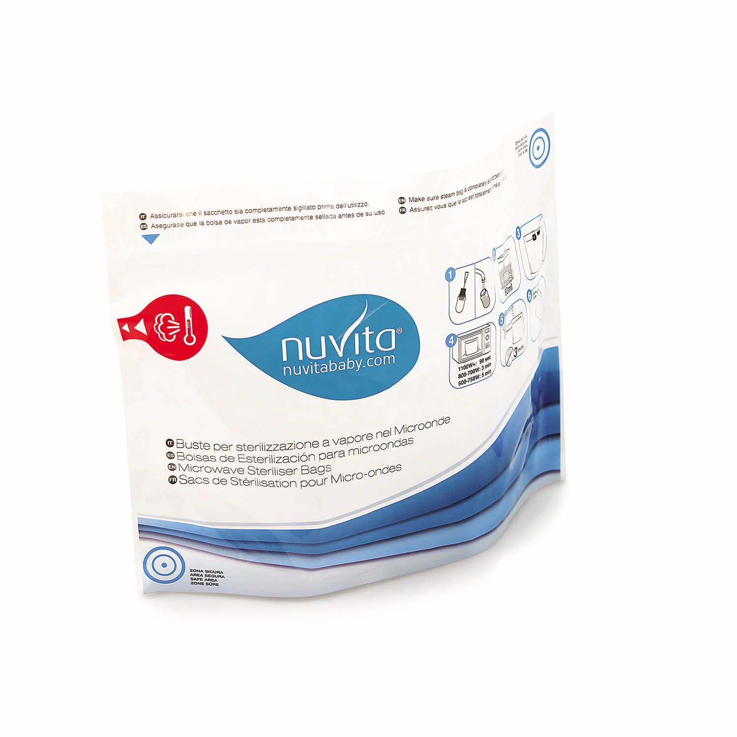 Пакеты для стерилизации в микроволновой печи Nuvita 1087 Microwave steam sterilizer bags, 5 шт NU-ALST0008