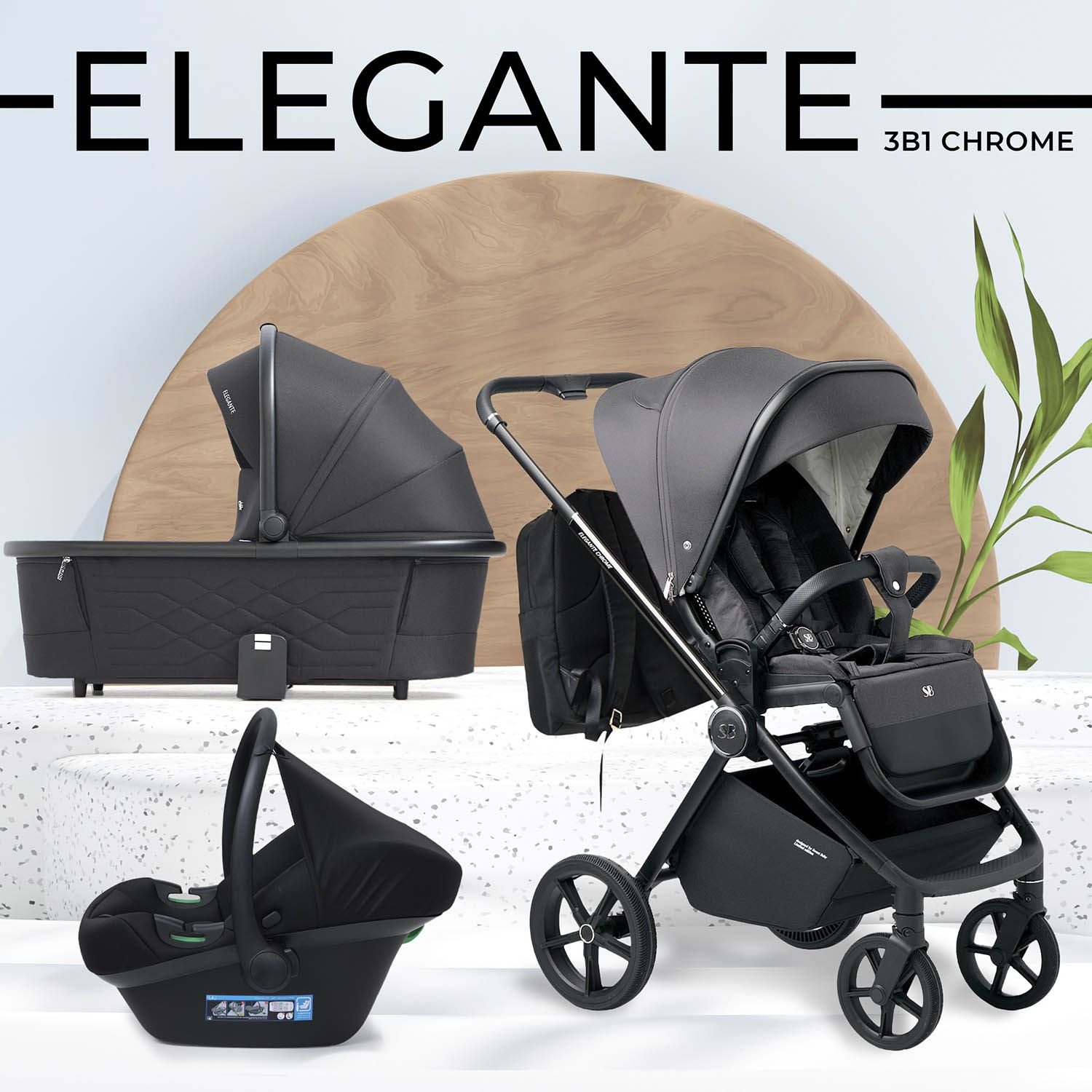 Коляска 3 в 1 Sweet Baby Elegante Chrome