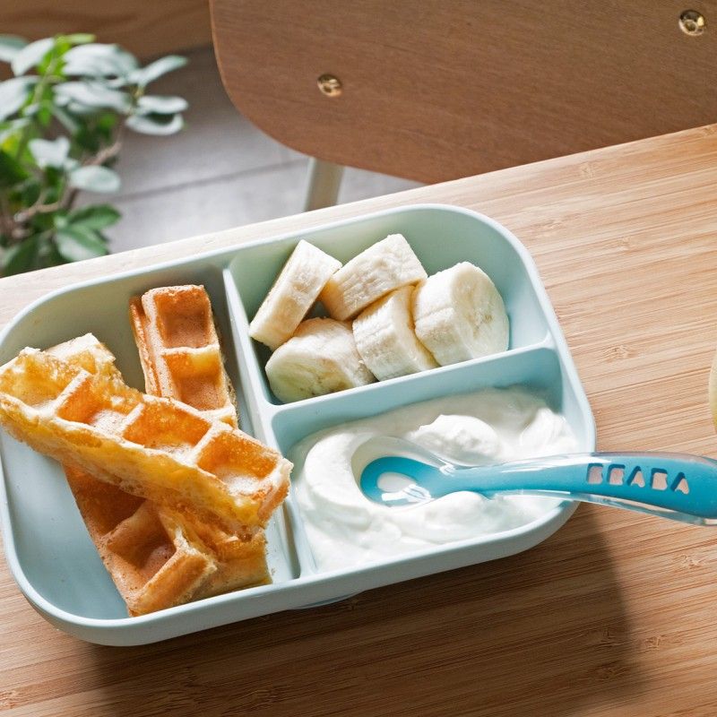 Набор детской посуды Beaba Silicone Set Blue (тарелка, ложка)