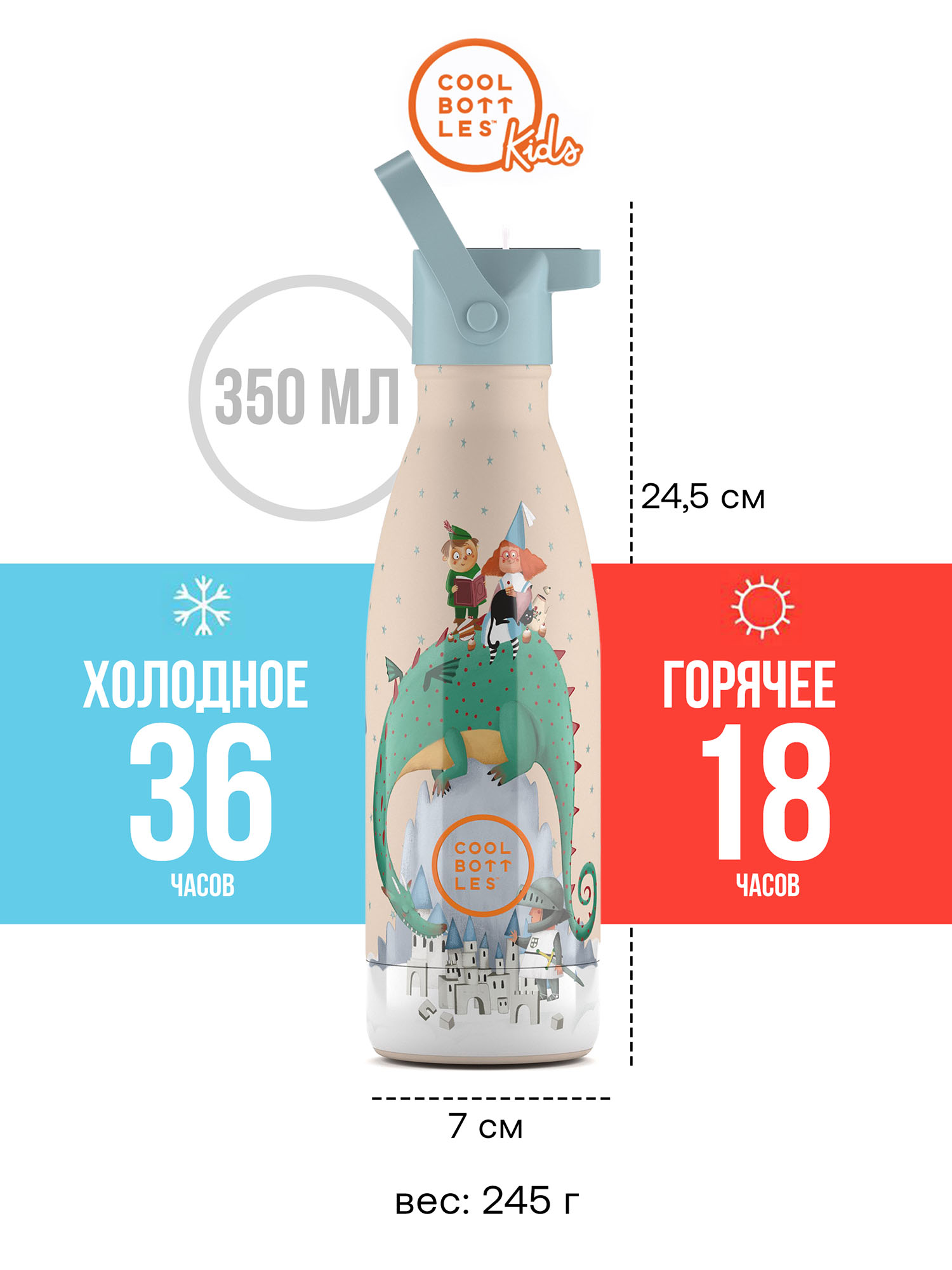 Термос–термобутылка Cool Bottles Kids серия Wonders Dragon Dream 350 мл