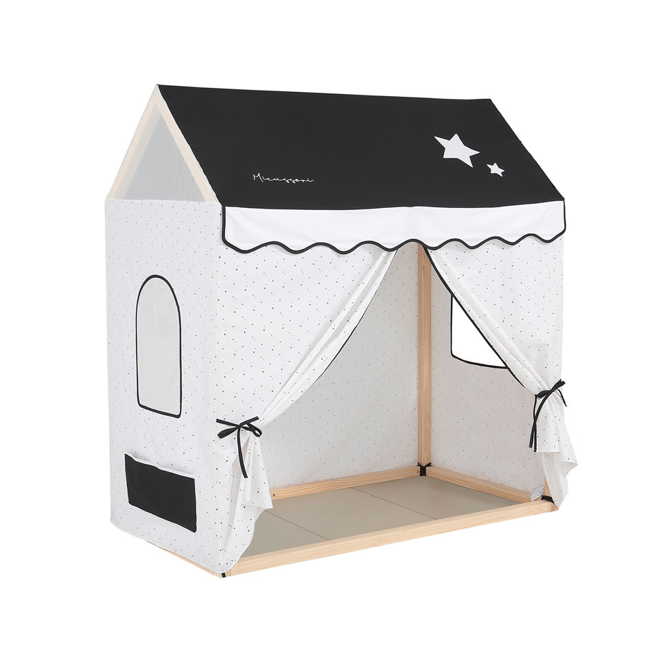 Комплект Micuna Tipi House №2: кровать 140х70 MONT-1874 natural wax + балдахин ТХ-1906 Claire