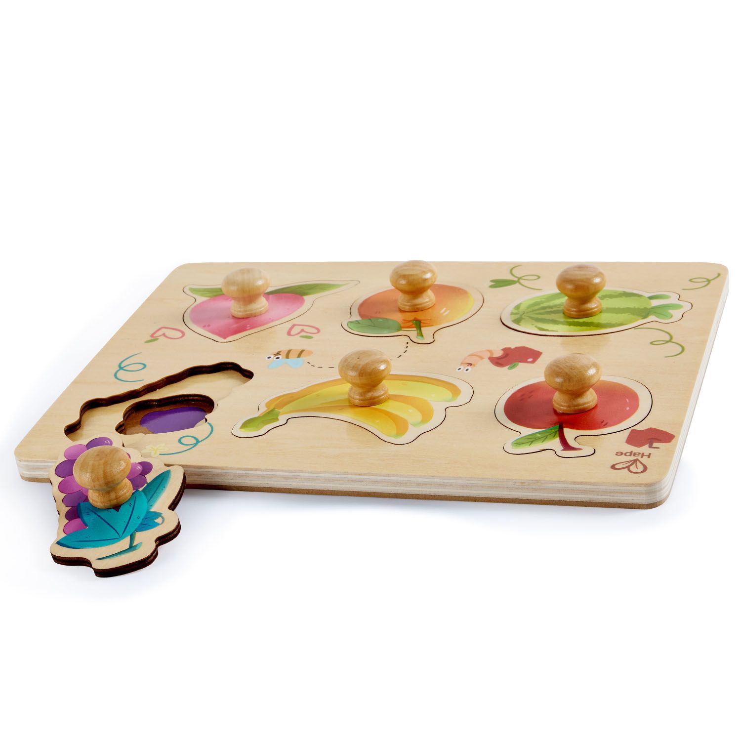 Пазл Hape для детей «Умняша» Фрукты, вкладыши с ручками E1654_HP