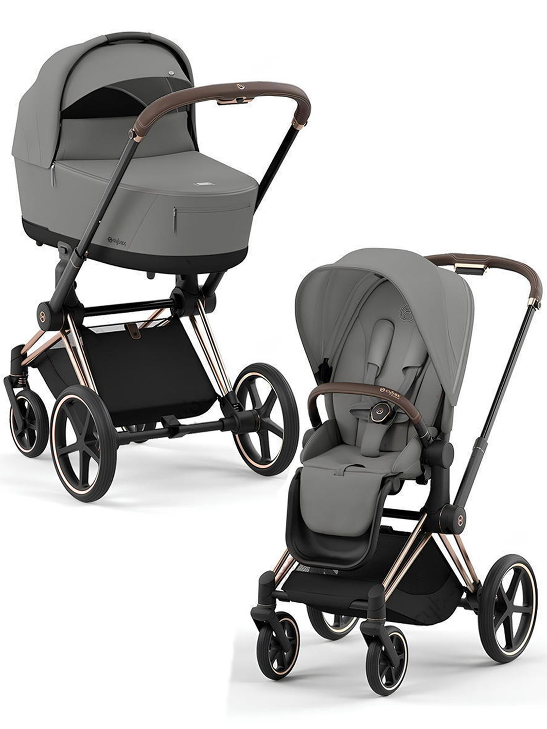 Коляска 2 в 1 Cybex Priam IV шасси Rosegold