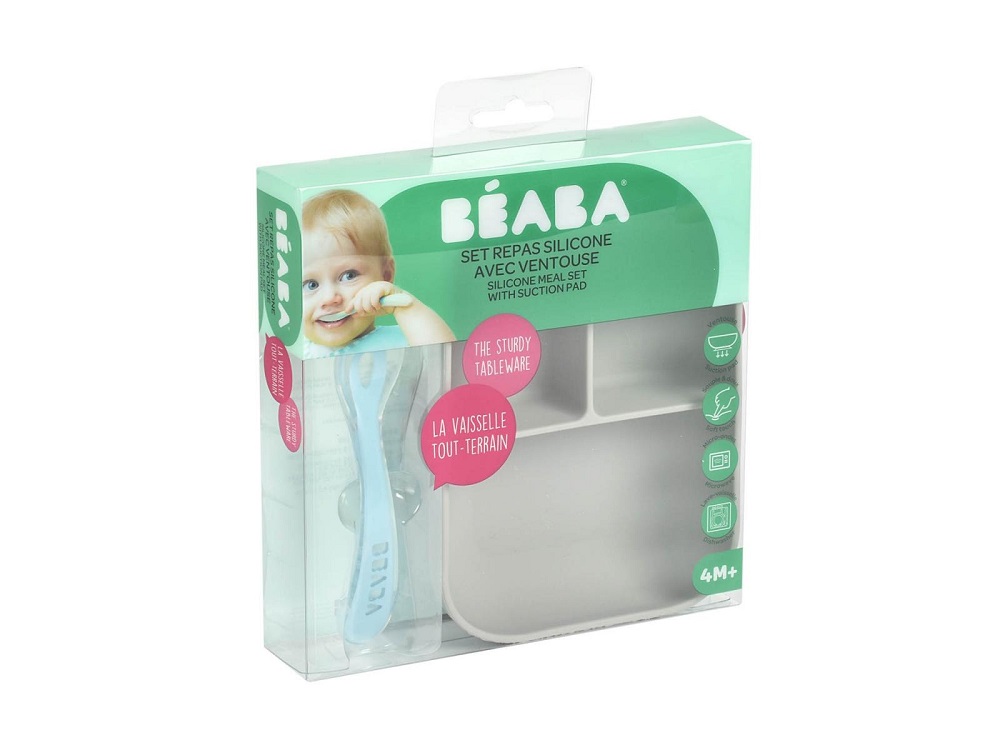Набор детской посуды Beaba Ass Comp Sili+ Cuil 2 age (тарелка, ложка)
