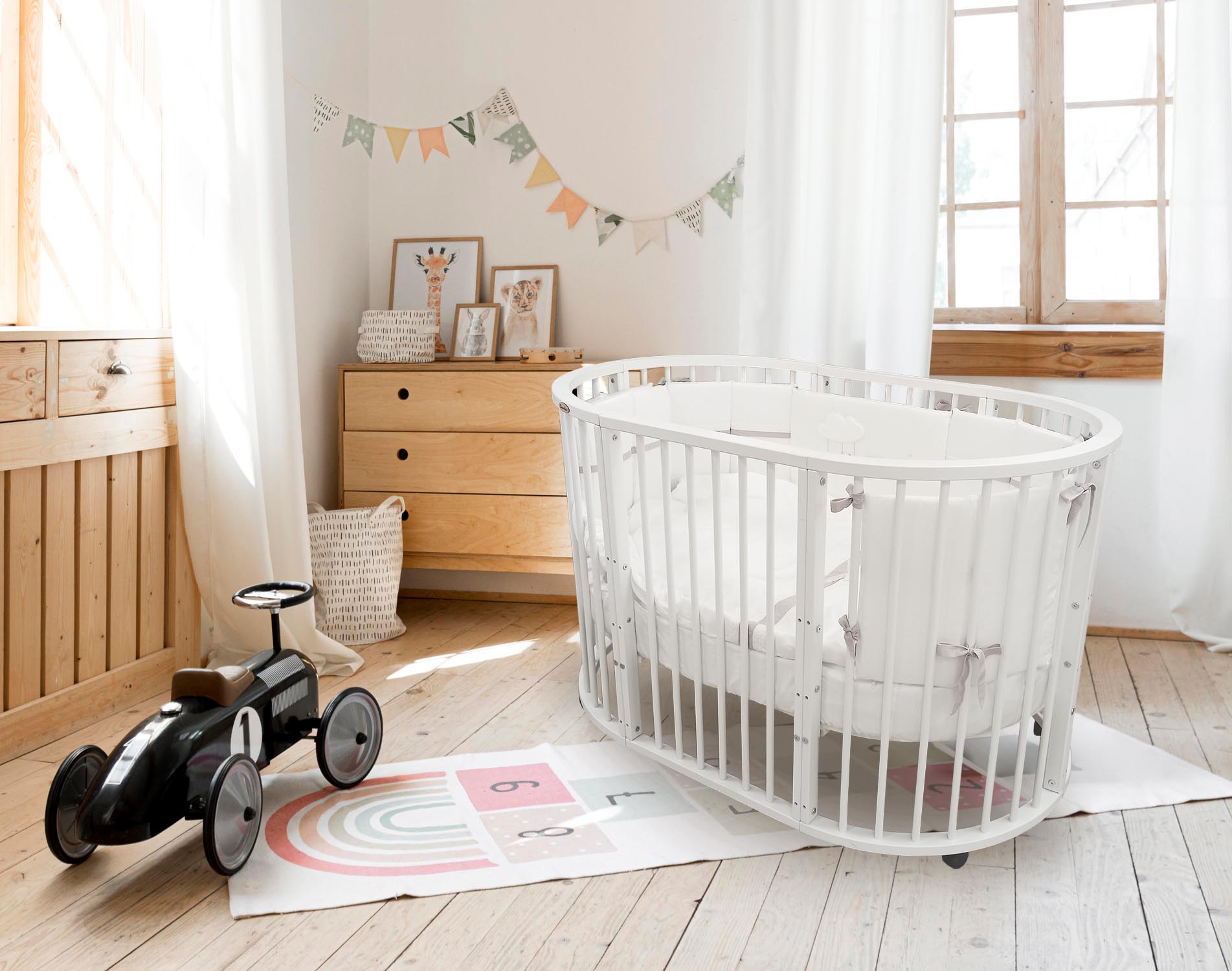 Кровать Bambini 125х75 см овальная 7 режимов с матрасиком Flex Cotton Ring