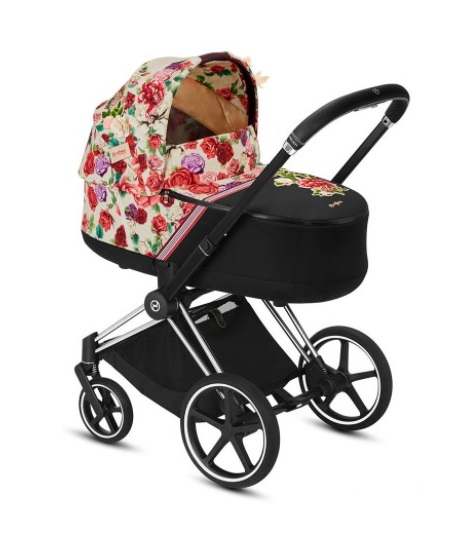 Коляска-люлька Cybex Priam III FE Spring Blossom шасси Chrome Black