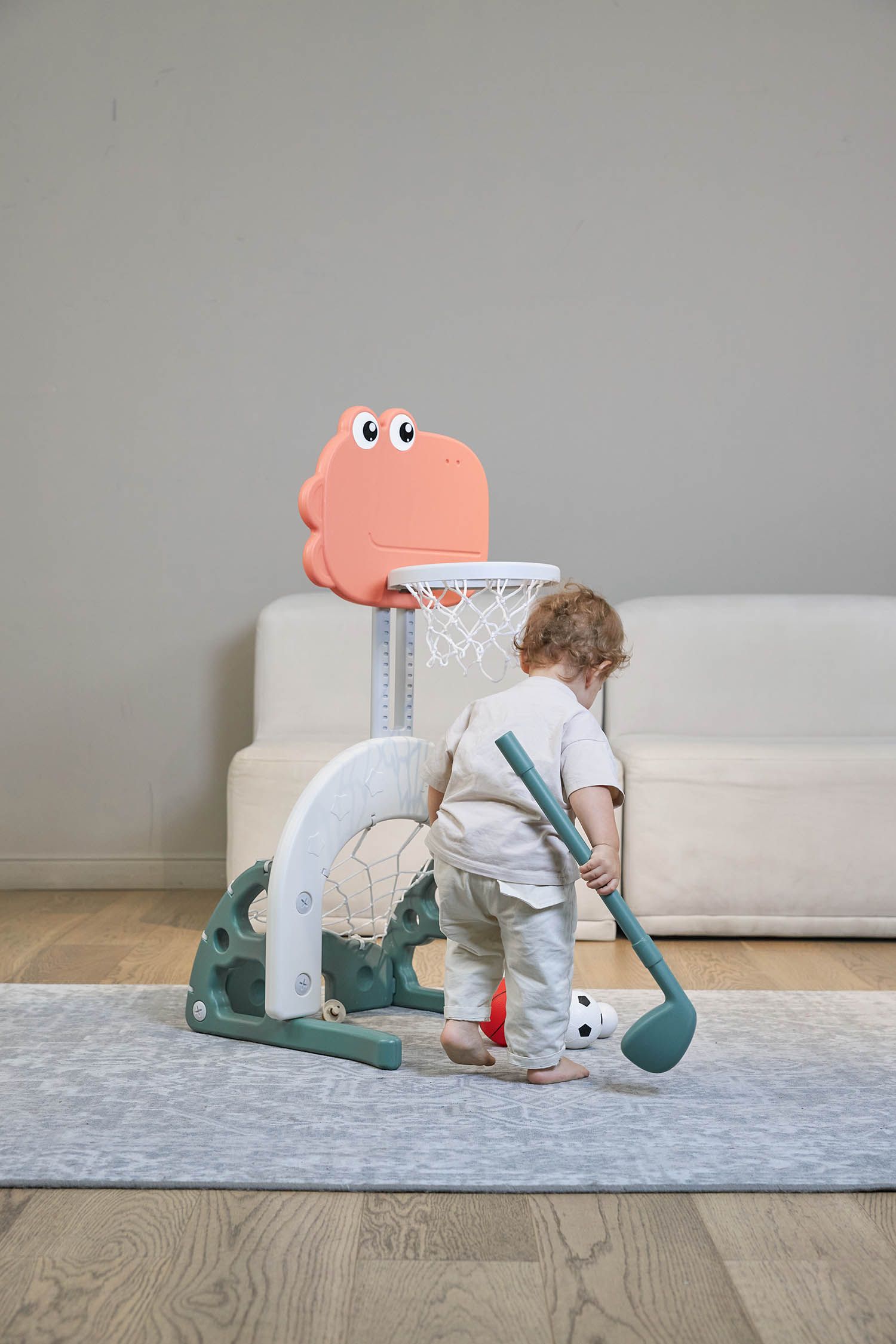 Стойка баскетбольная и хоккейные ворота UNIX Kids Dino (2 in 1) PPBSDINO