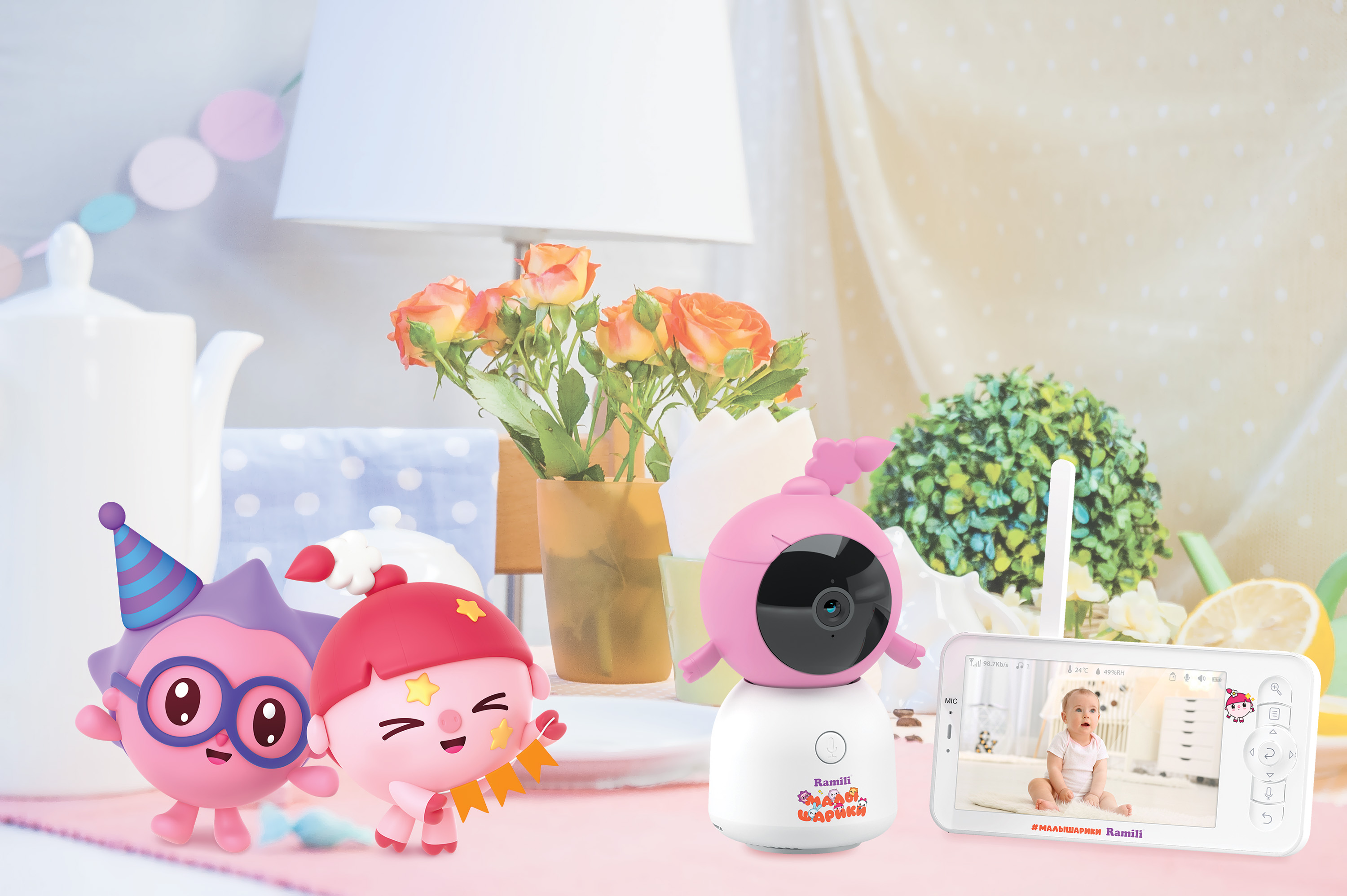 Видеоняня Ramili Baby Нюша, Малышарики, с креплением RV100NUSHA