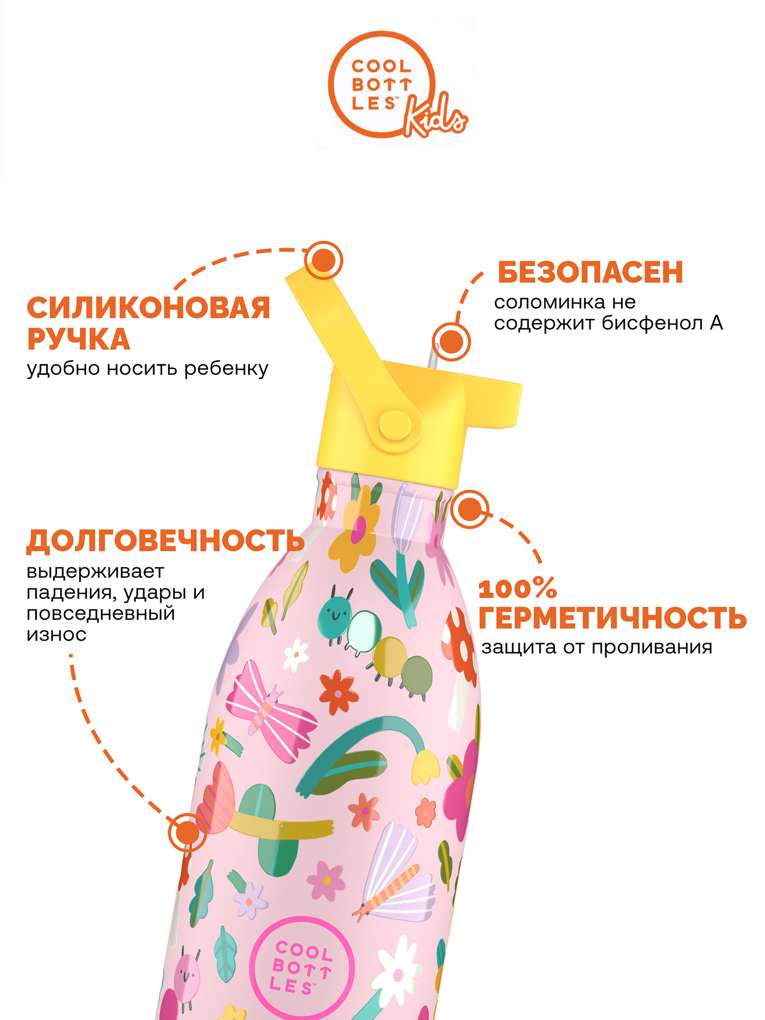 Термос–термобутылка Cool Bottles Kids Bug Life 500 мл