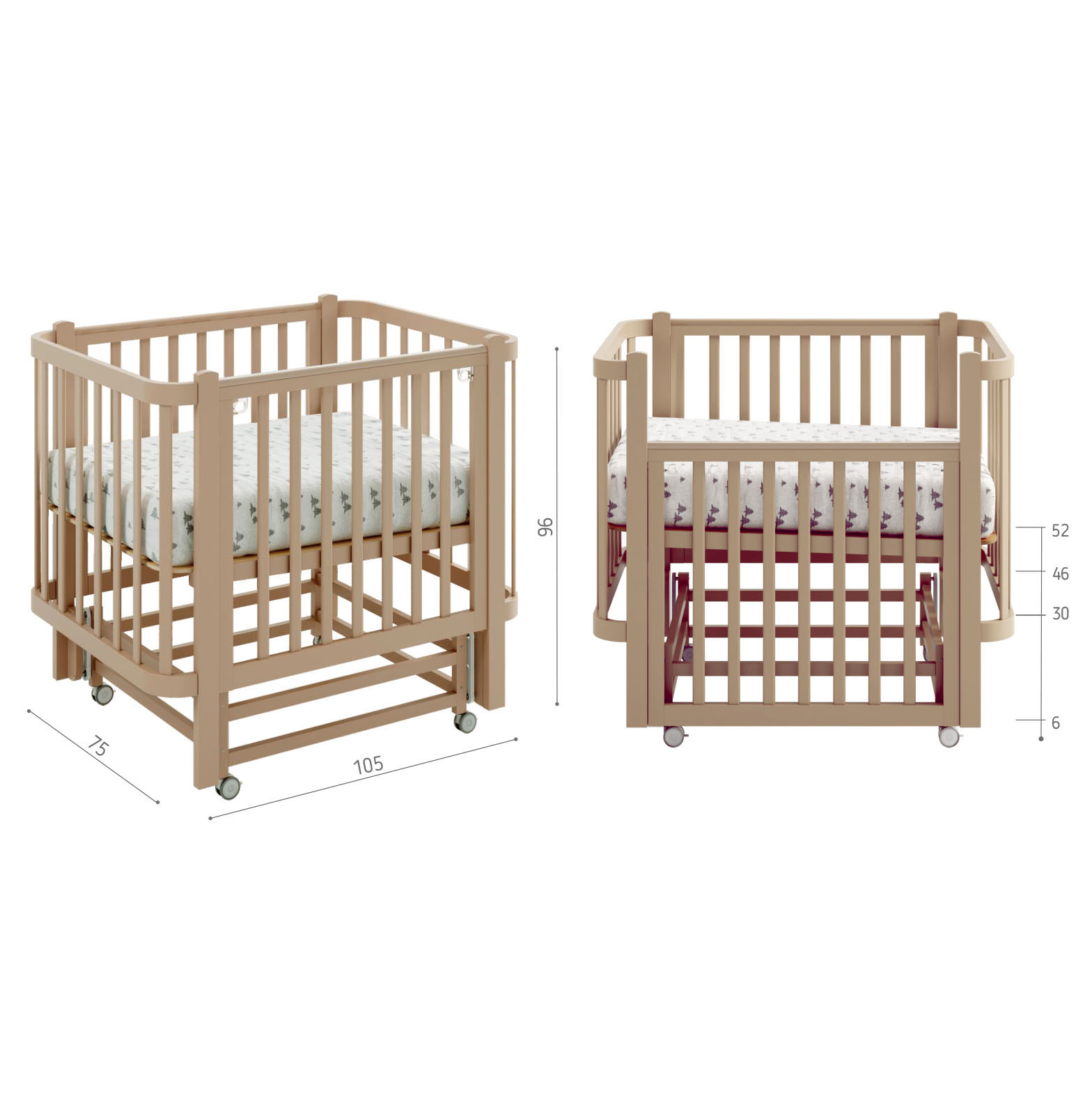 Кроватка детская ANTEMI Terra Light New с маятником 100х70
