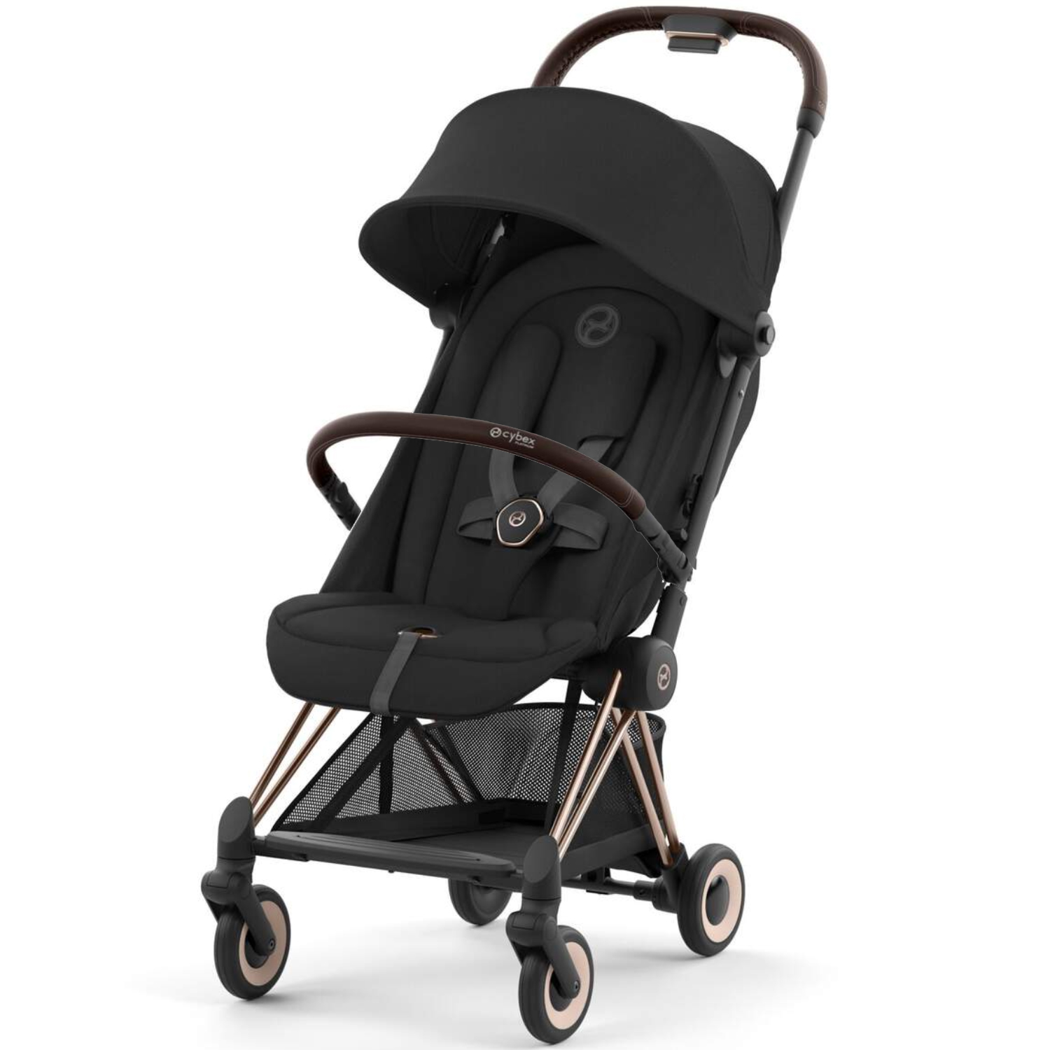 Коляска прогулочная Cybex Coya шасси Rosegold с дождевиком и бампером