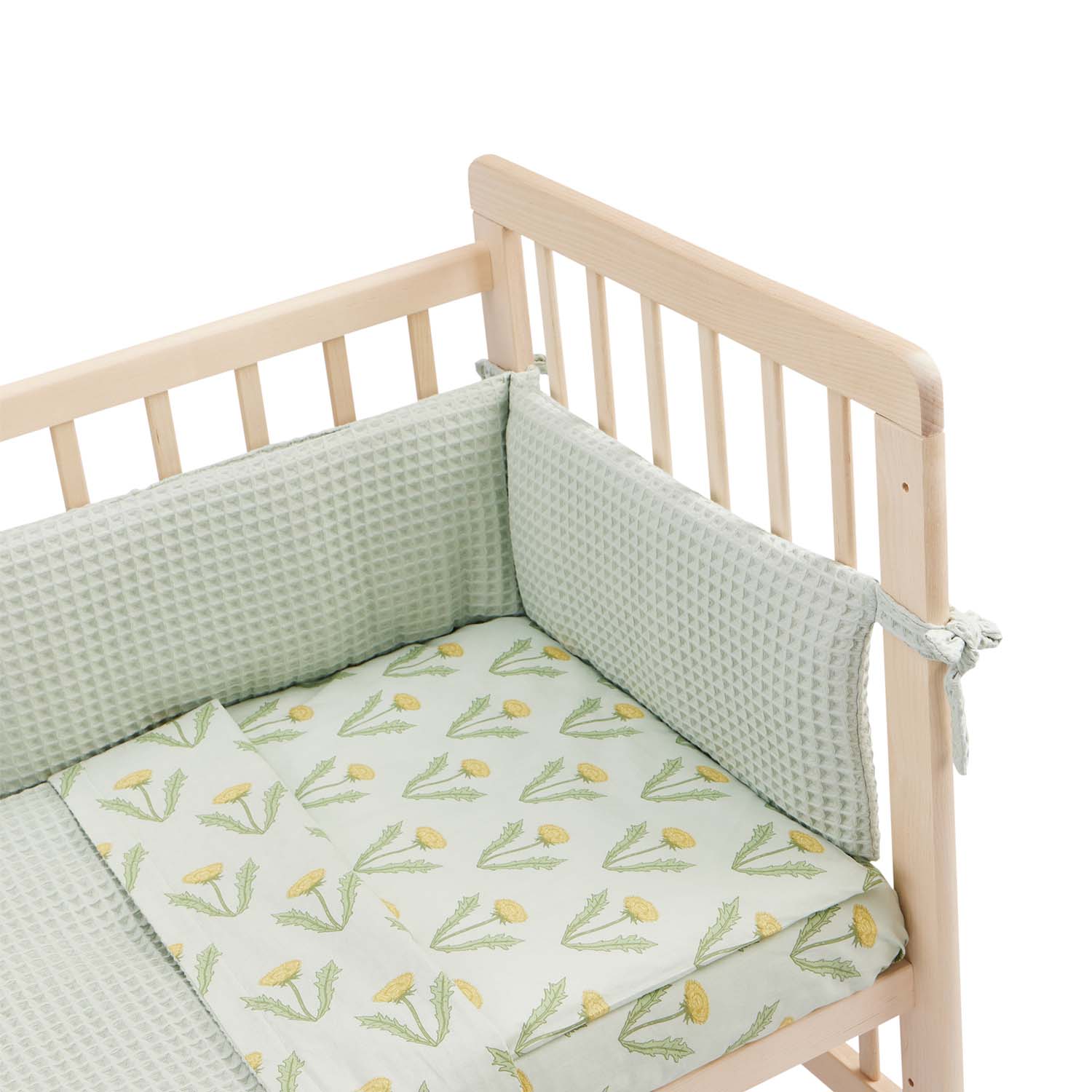 Колыбель Tutti Bambini ZiZee Oak and Charcoal + ДВА Бортика Happy Baby в кроватку 120х60 вафля зеленый 87555