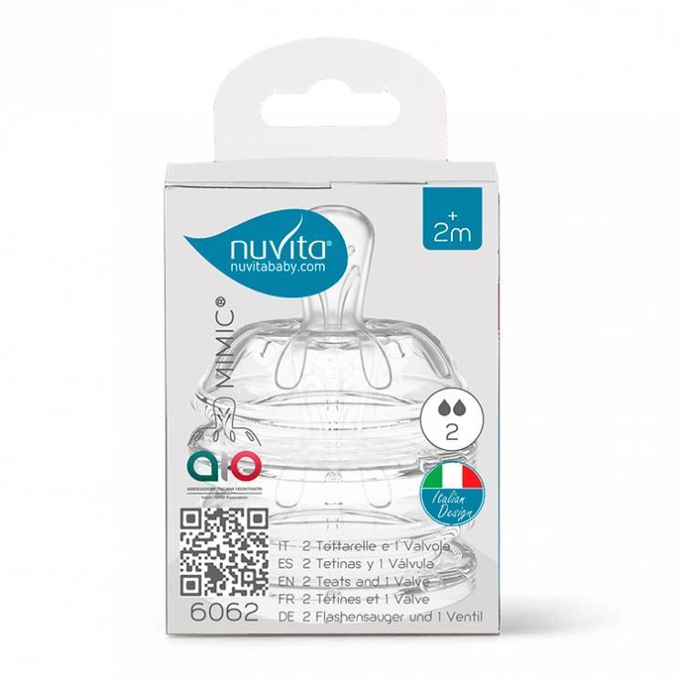 Соска для бутылочек Nuvita силиконовая 6062 Teats Flow 2, 2 шт NU-ALMB0011
