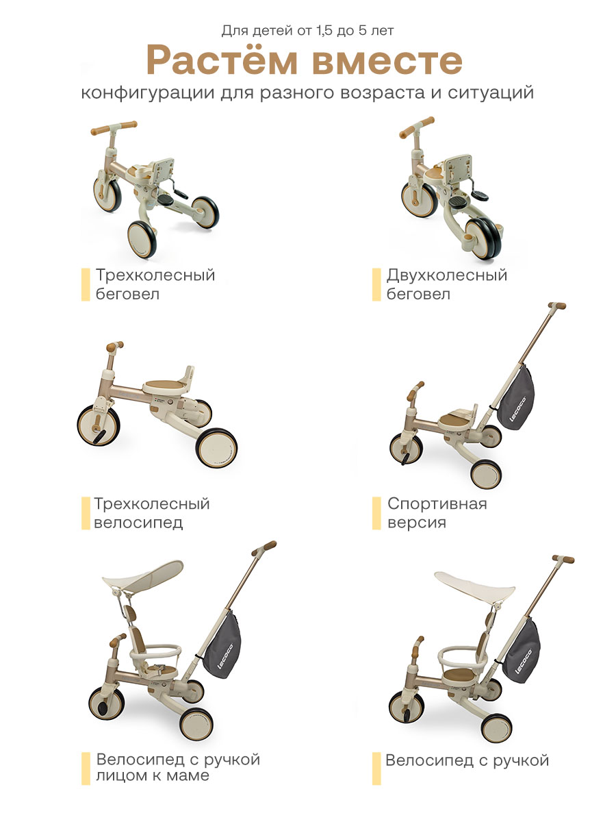 Велосипед трехколесный Lecoco S3Max beige