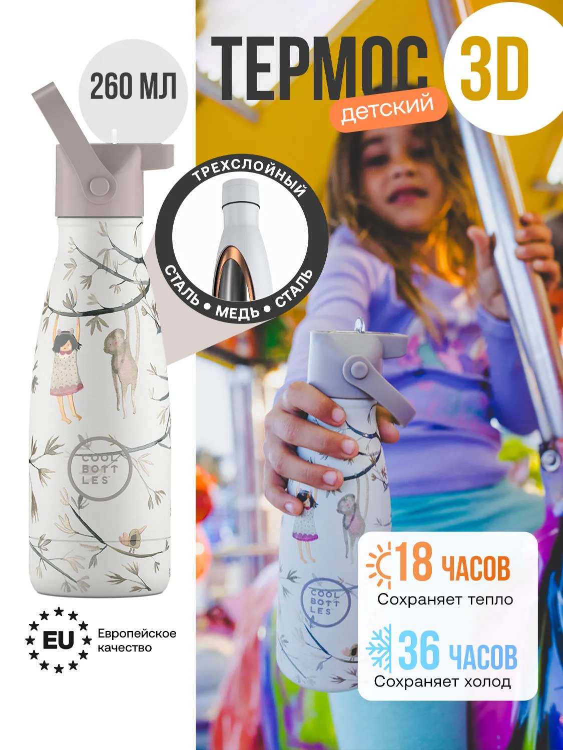 Термос–термобутылка Cool Bottles Kids 260мл