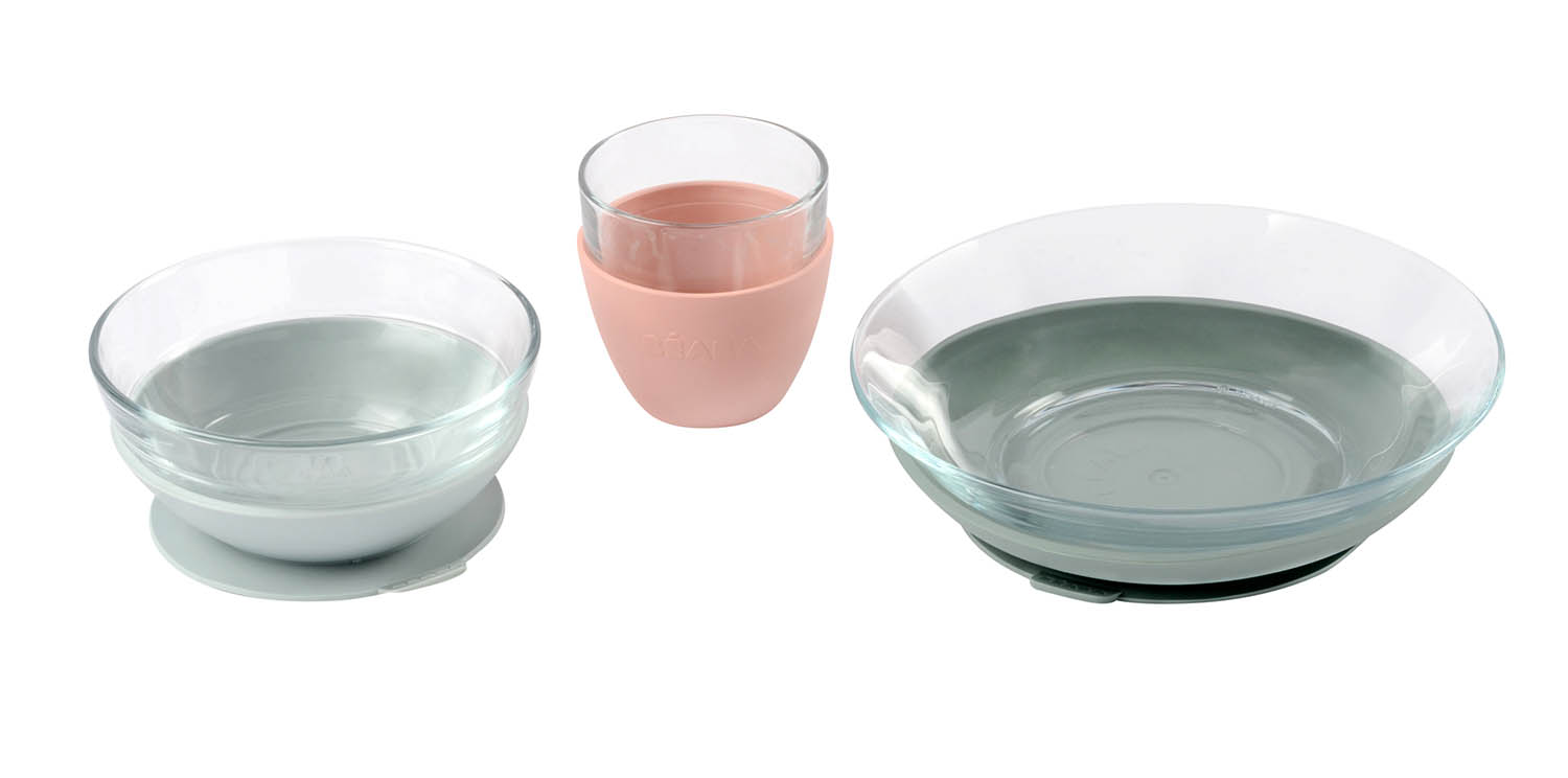 Набор посуды Beaba стеклянный 2 тарелки, чашка Coffret Repas Verre