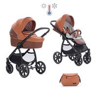 Коляска 2 в 1 NOORDI Fjordi Sport (Норди) Melange Leather Tawny 848 (термолюлька) с багажной сумкой