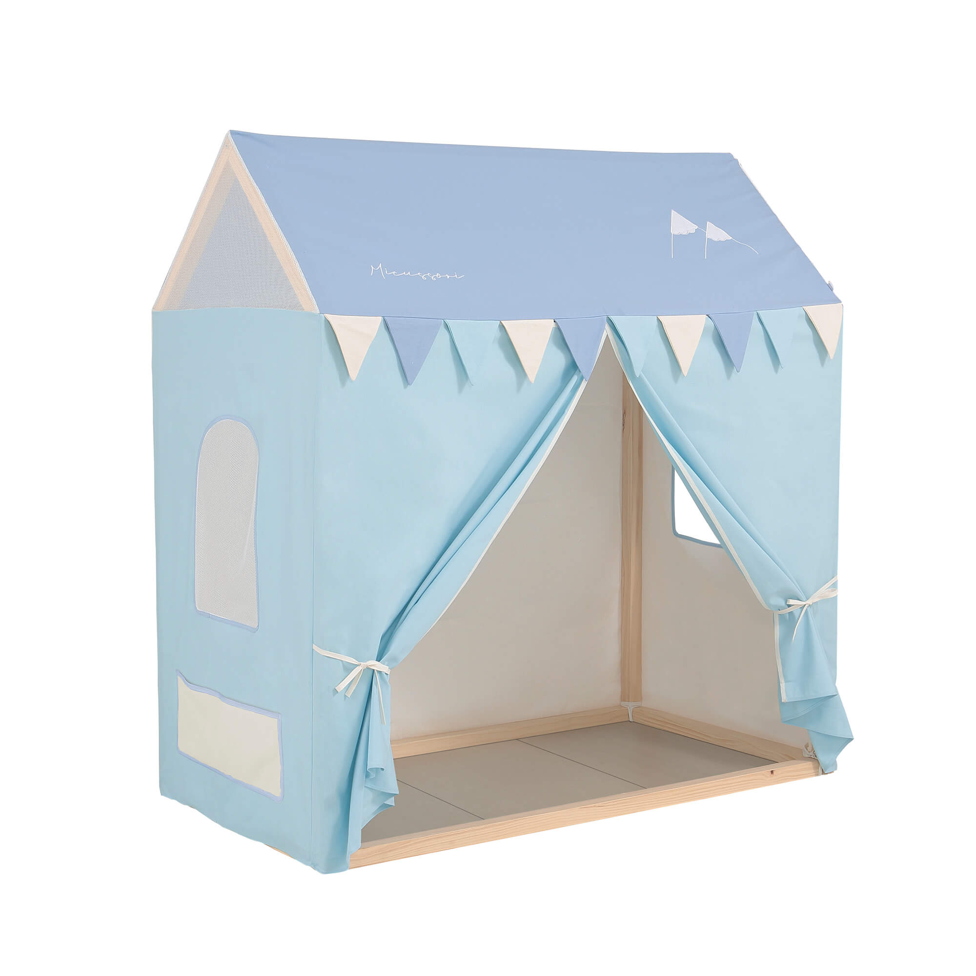 Комплект Micuna Tipi House №1: кровать 140х70 MONT-1874 natural wax + балдахин ТХ-1906 Camp