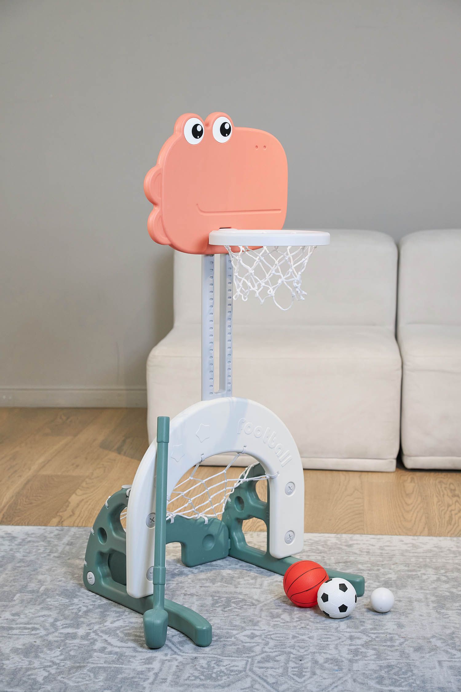 Стойка баскетбольная и хоккейные ворота UNIX Kids Dino (2 in 1) PPBSDINO