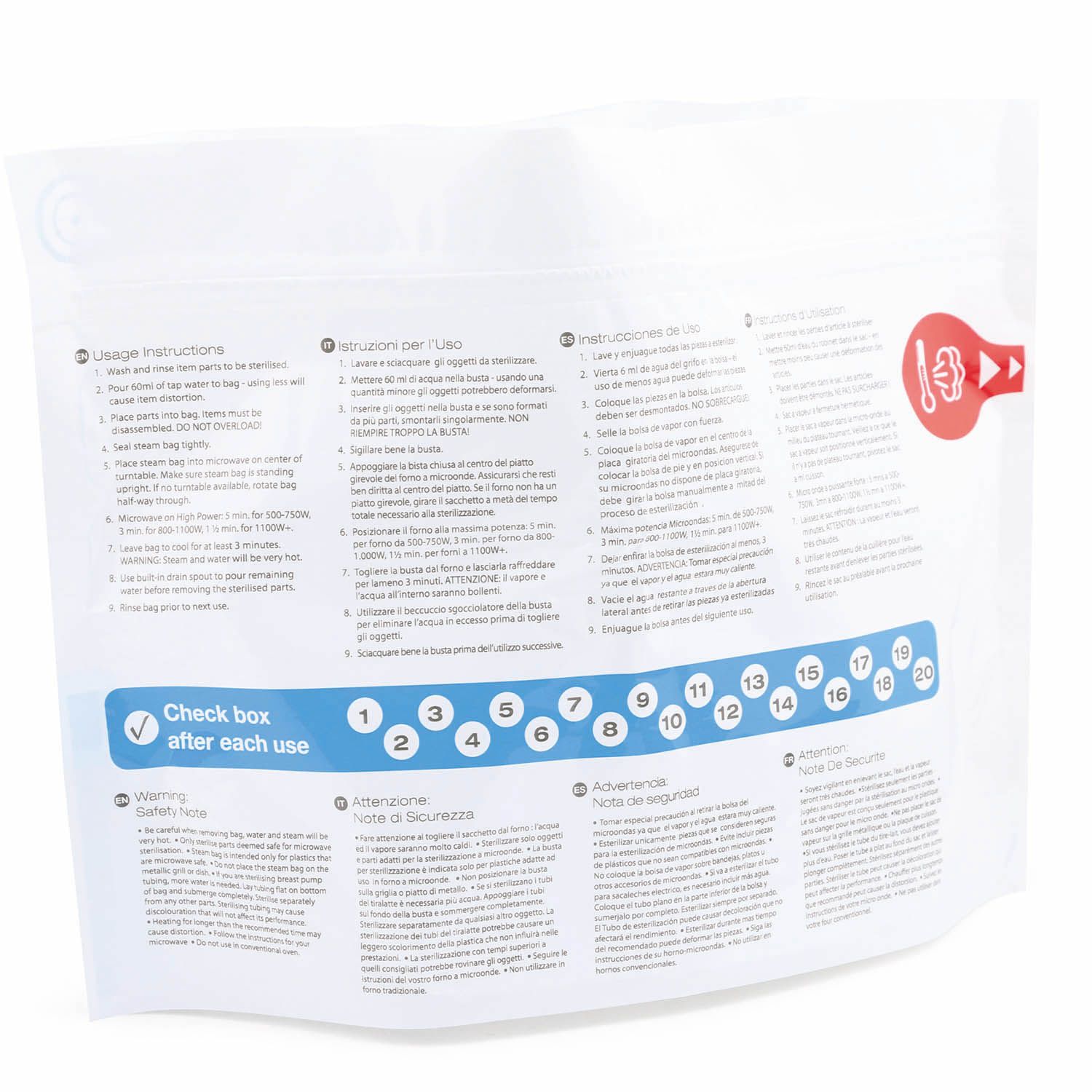 Пакеты для стерилизации в микроволновой печи Nuvita 1087 Microwave steam sterilizer bags, 5 шт NU-ALST0008