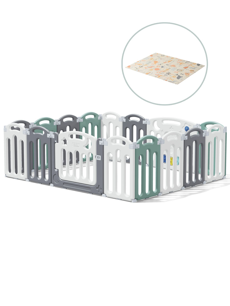 Манеж UNIX Kids Simple 188x151 Color PPSI14GGW + Коврик складной 120x150 см Camel PMLG120CL