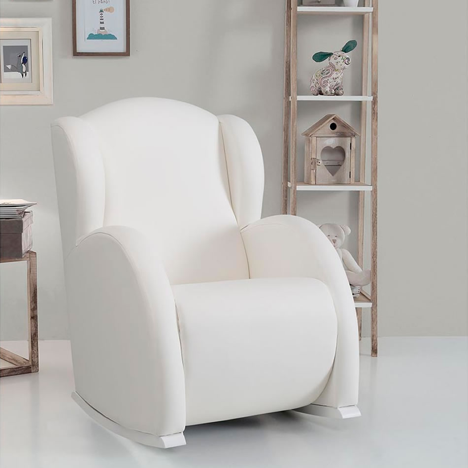 Кресло-качалка Micuna Wing/Flor white/white искусственная кожа