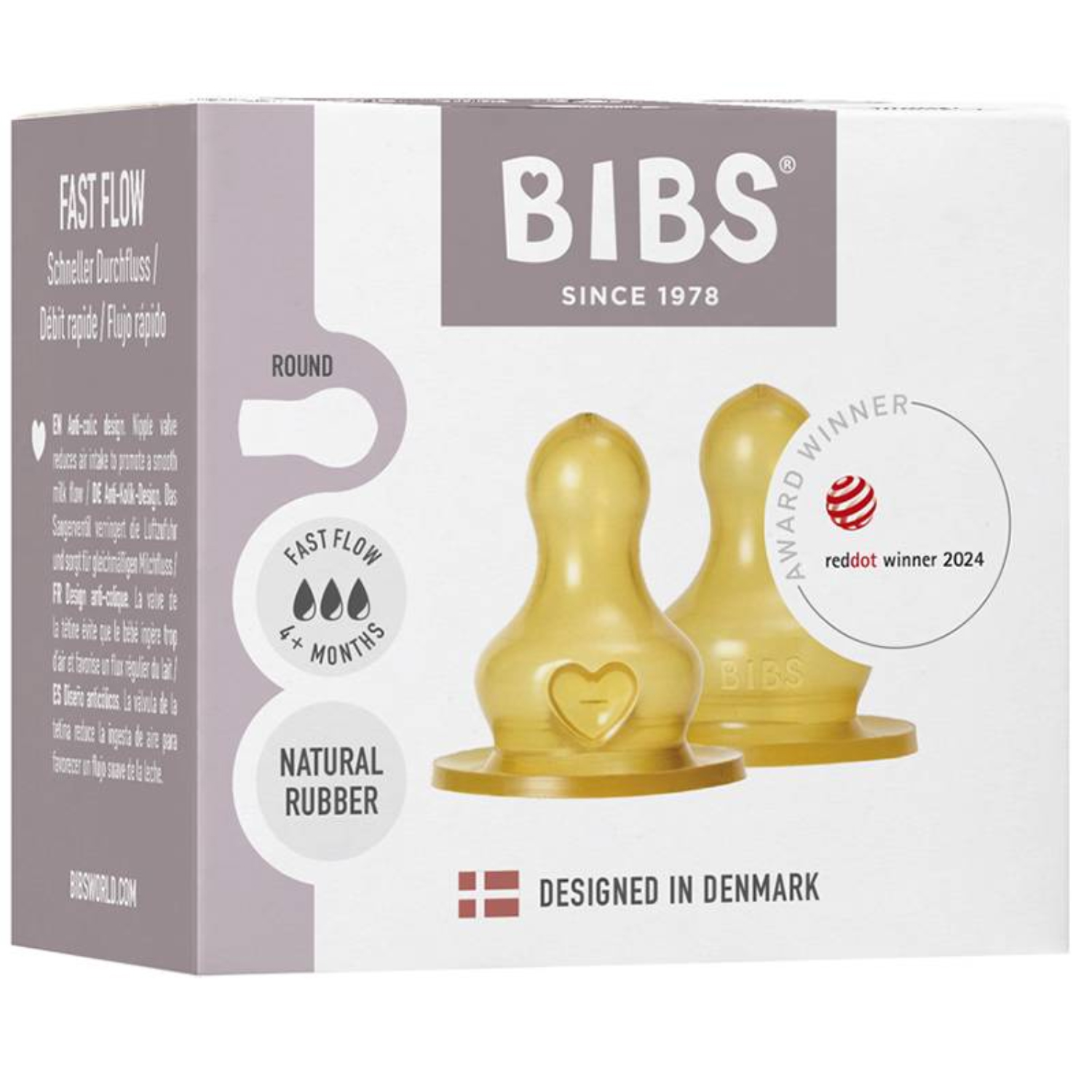 Соска BIBS латексная для бутылочки быстрый поток - 2 шт