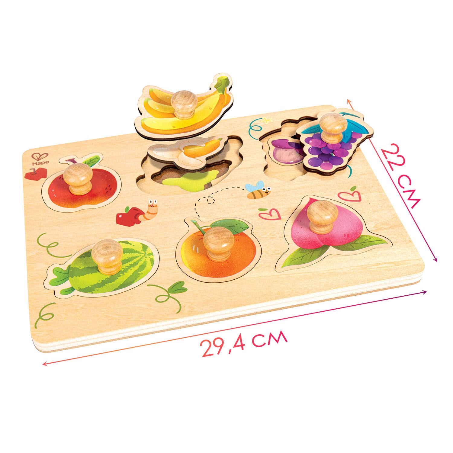 Пазл Hape для детей «Умняша» Фрукты, вкладыши с ручками E1654_HP