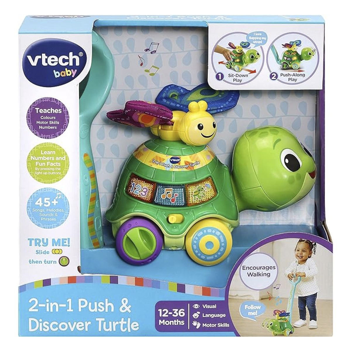 Каталка интерактивная VTech «Черепаха - толкай и изучай», 2 в 1 80-547626