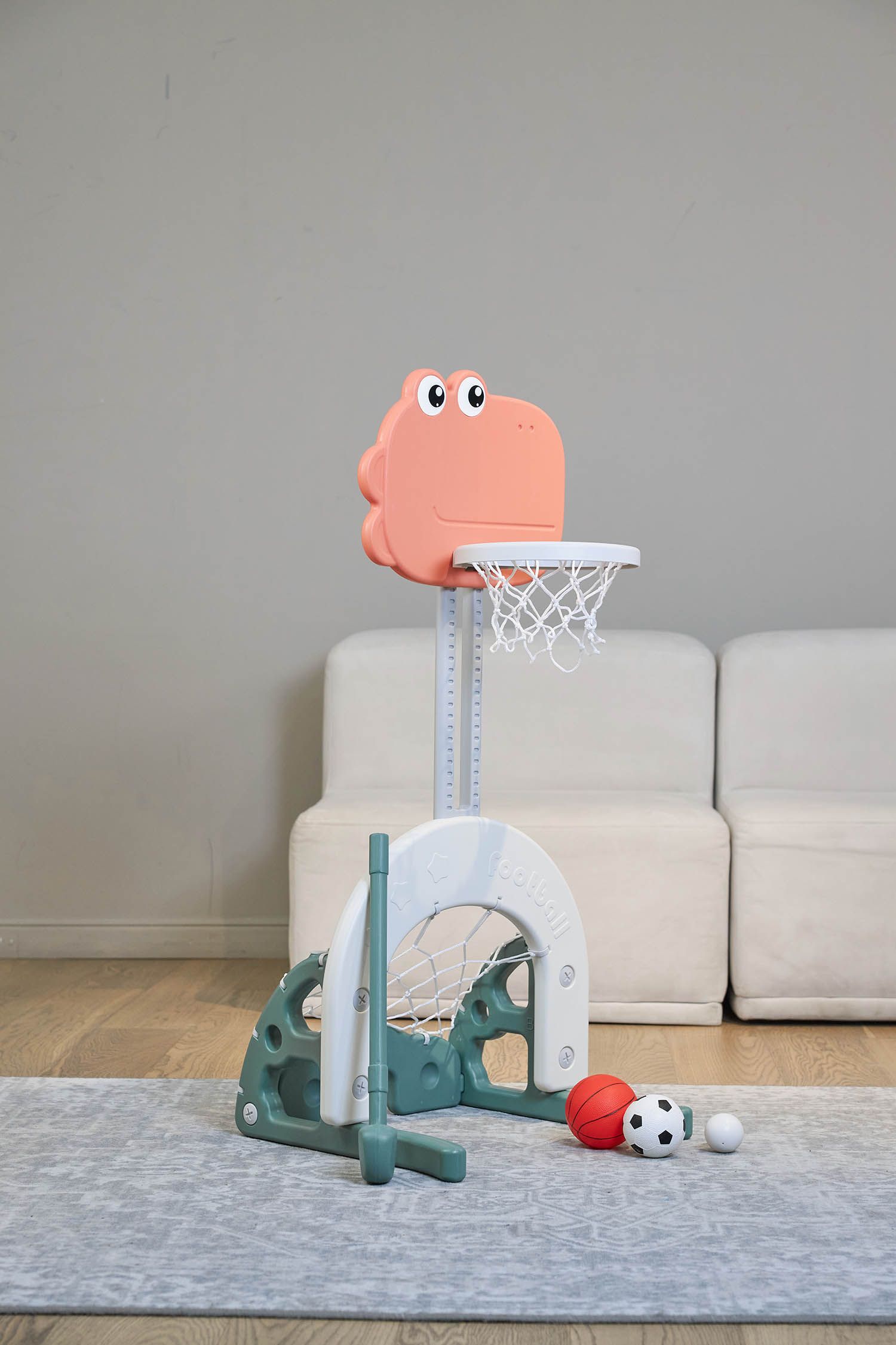 Стойка баскетбольная и хоккейные ворота UNIX Kids Dino (2 in 1) PPBSDINO