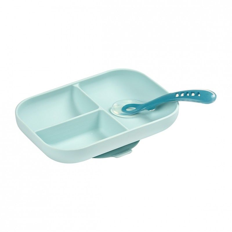 Набор детской посуды Beaba Silicone Set Blue (тарелка, ложка)