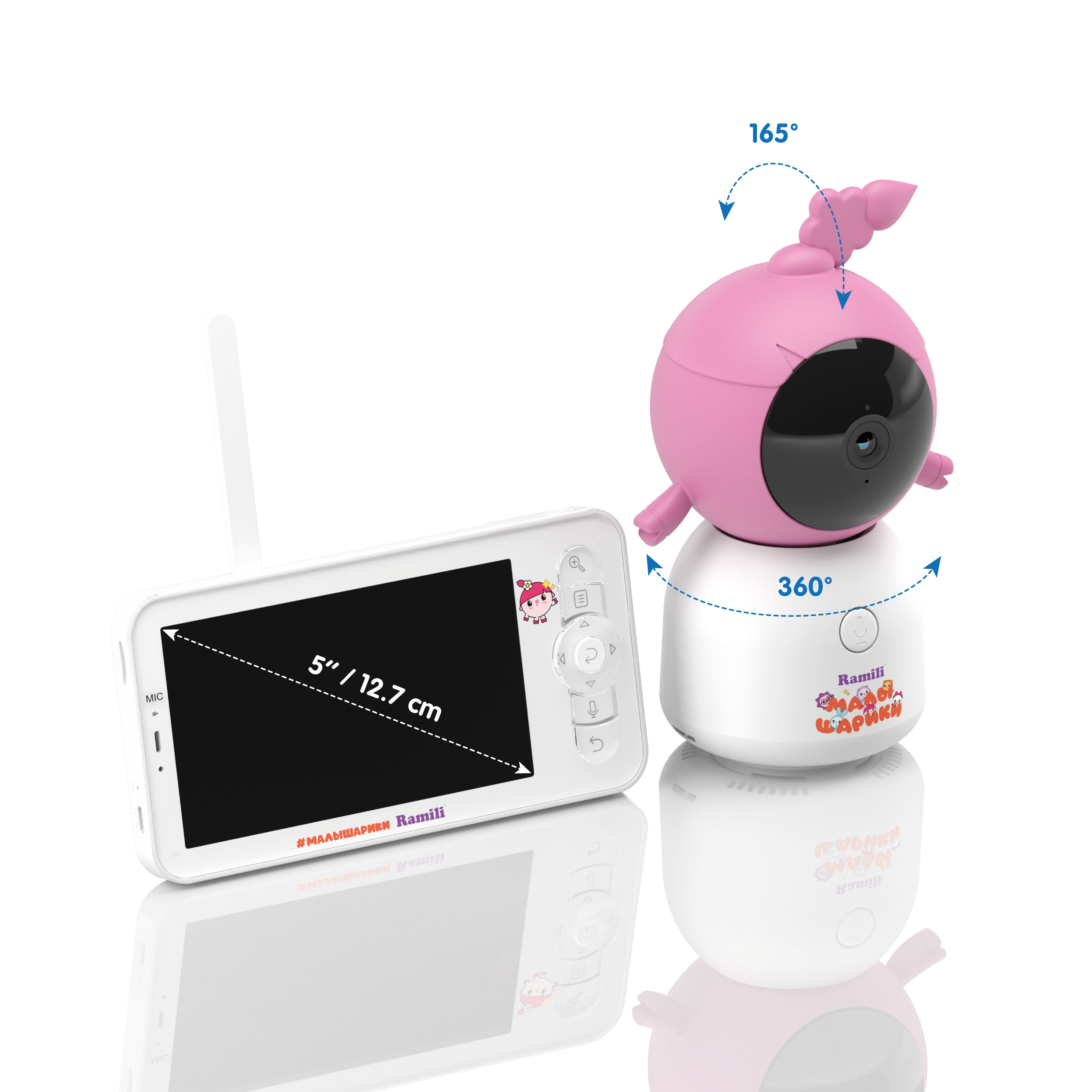 Видеоняня Ramili Baby Нюша, Малышарики, с креплением RV100NUSHA