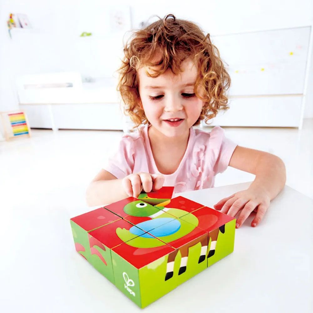 Игрушка HAPE деревянные кубики Ферма, головоломка 6 картинок E1618_HP