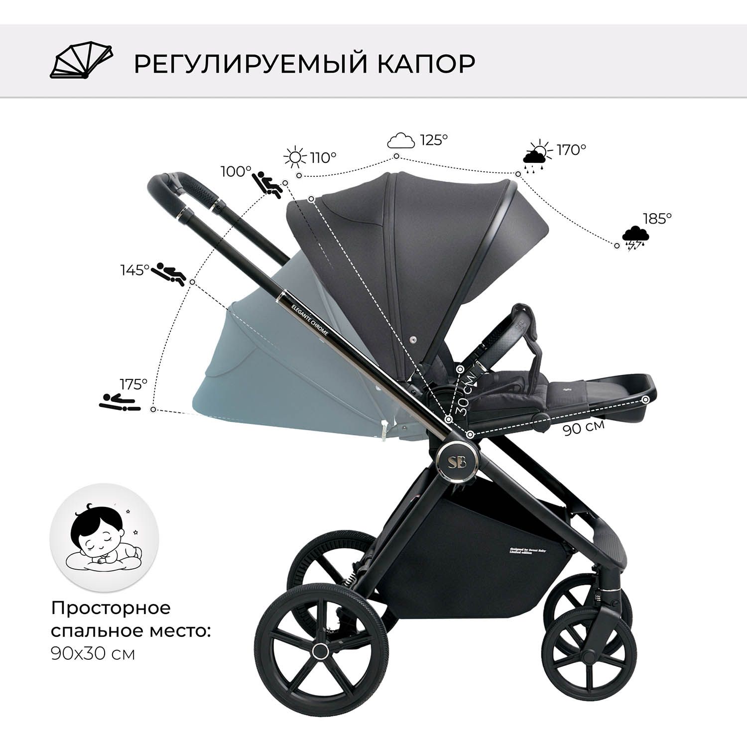 Коляска 3 в 1 Sweet Baby Elegante Chrome