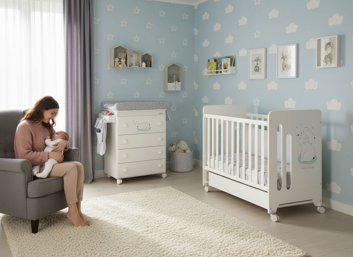 Промонабор Micuna Polar Bear: Кровать 120x60 + Комод пеленальный B-947