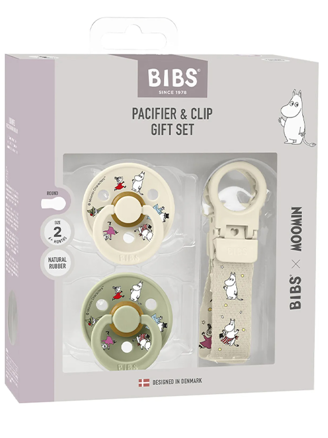 Набор пустышек BIBS x Moomin 2 шт. с держателем Loop Clip, 6+ мес
