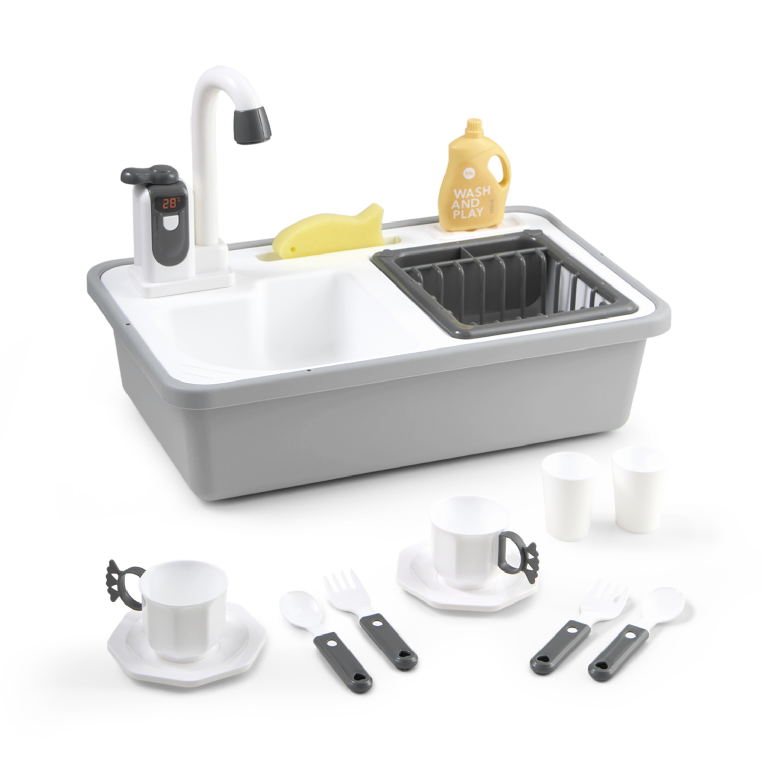Набор игровой Happy Baby Раковина WASH AND PLAY grey 331869