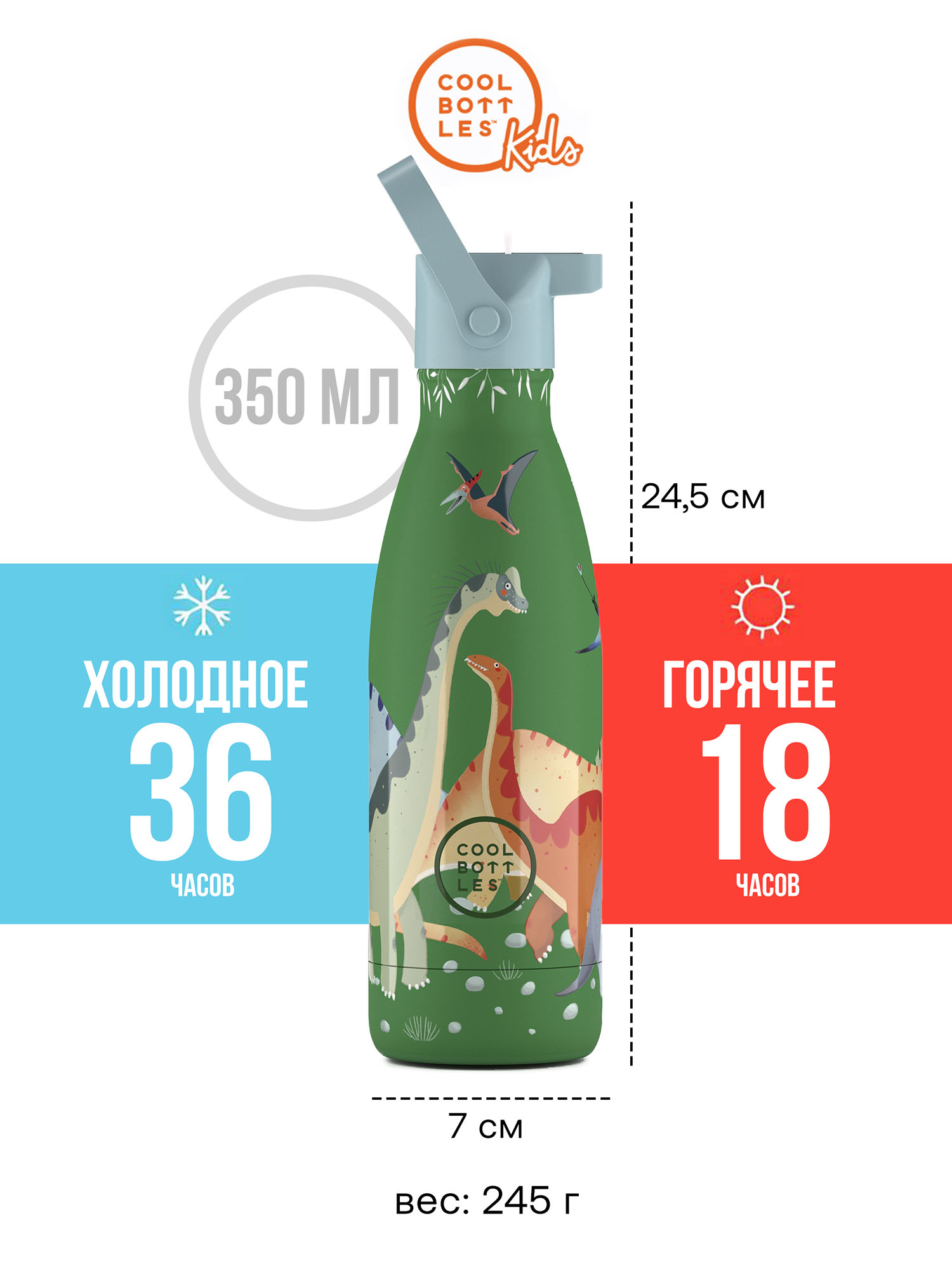 Термос–термобутылка Cool Bottles Kids серия Wonders Jurassic Era 350 мл