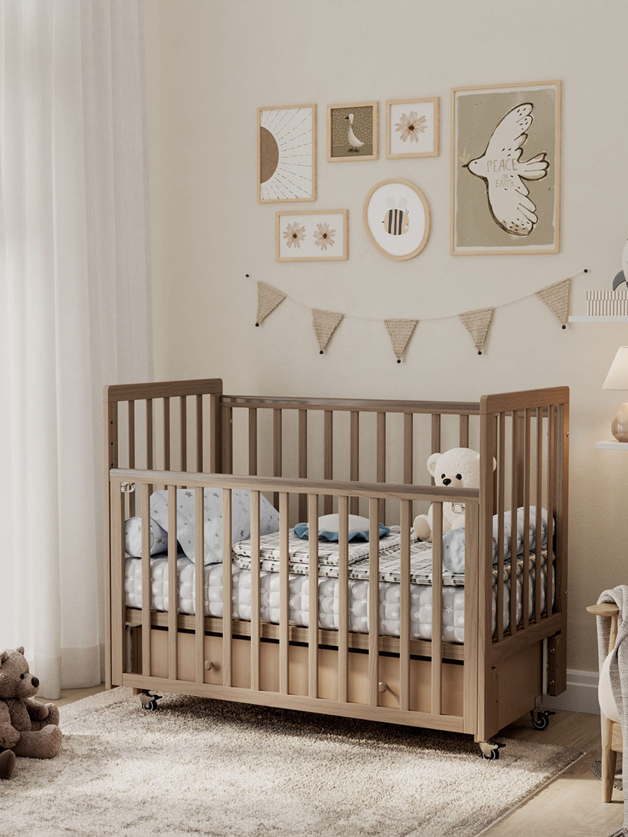 Кровать ANTEMI Classic Sleep Premium 120х60 с ящиком-маятником капучино НИК 24