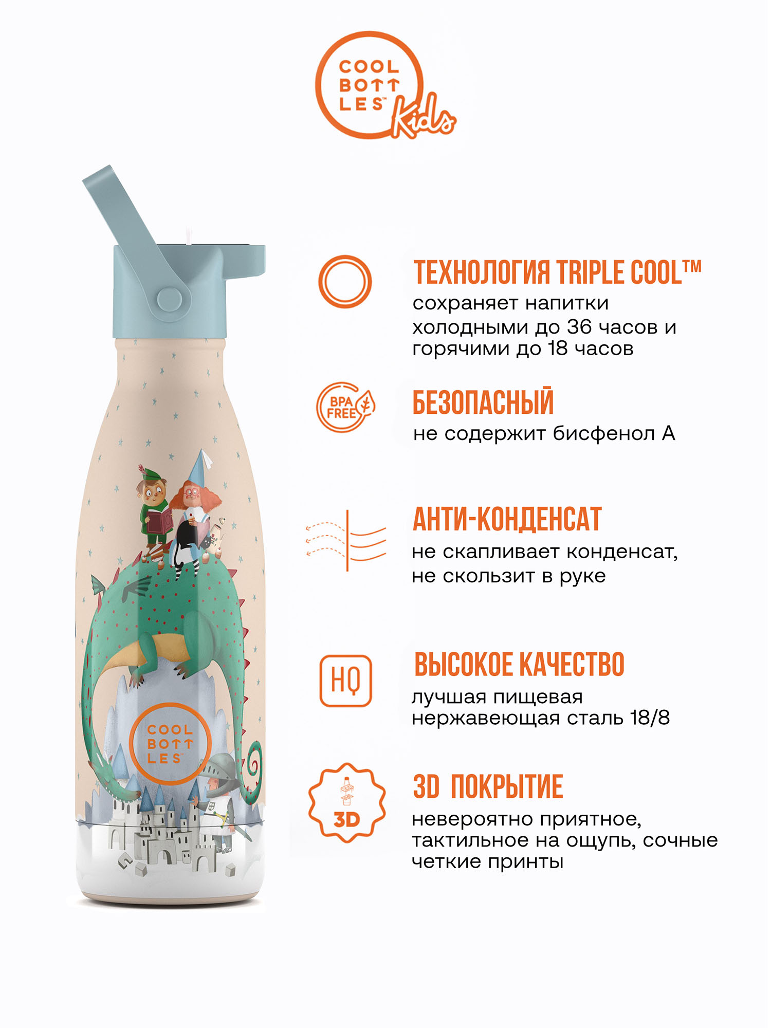 Термос–термобутылка Cool Bottles Kids серия Wonders Dragon Dream 350 мл