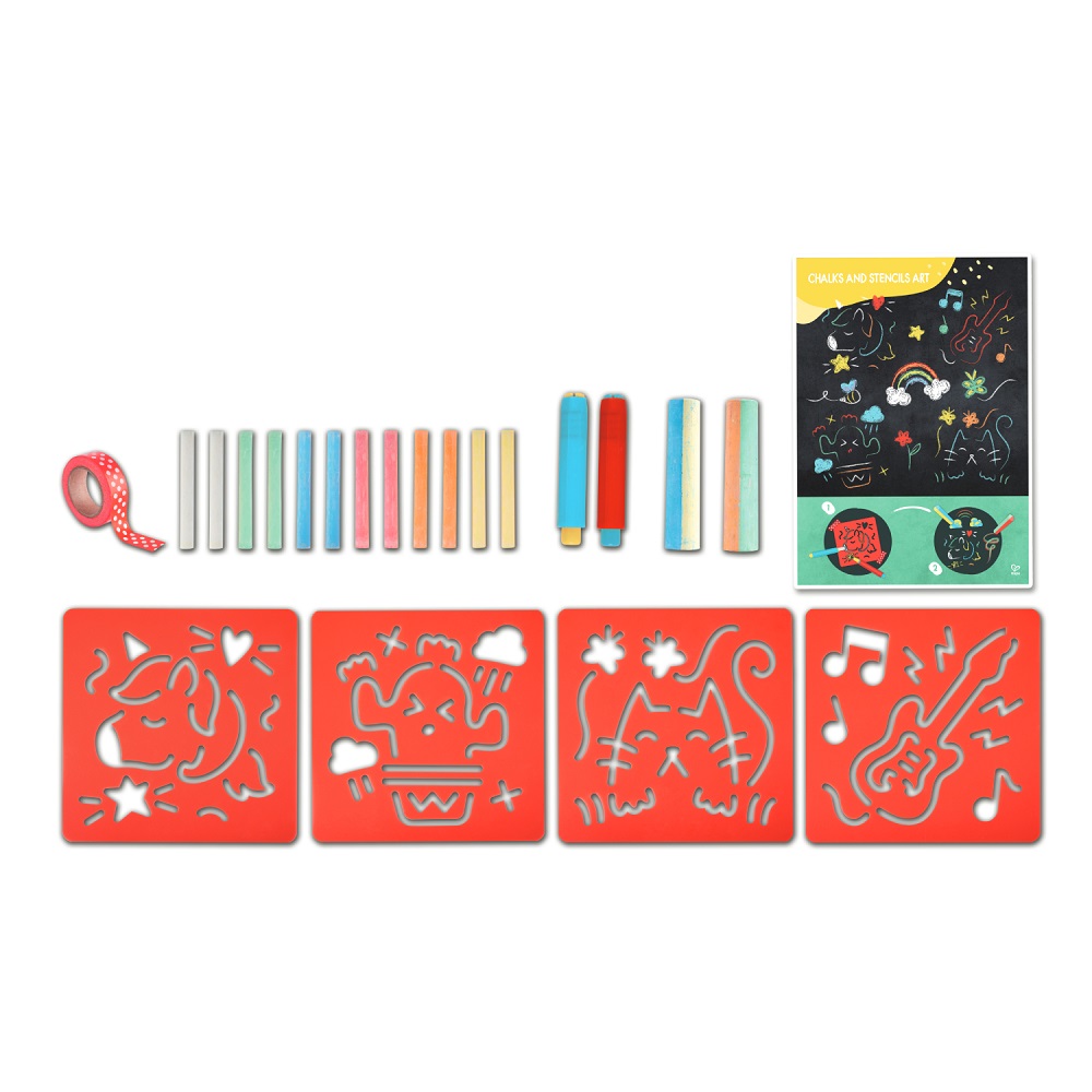 Набор Hape для рисования мелками по трафаретам