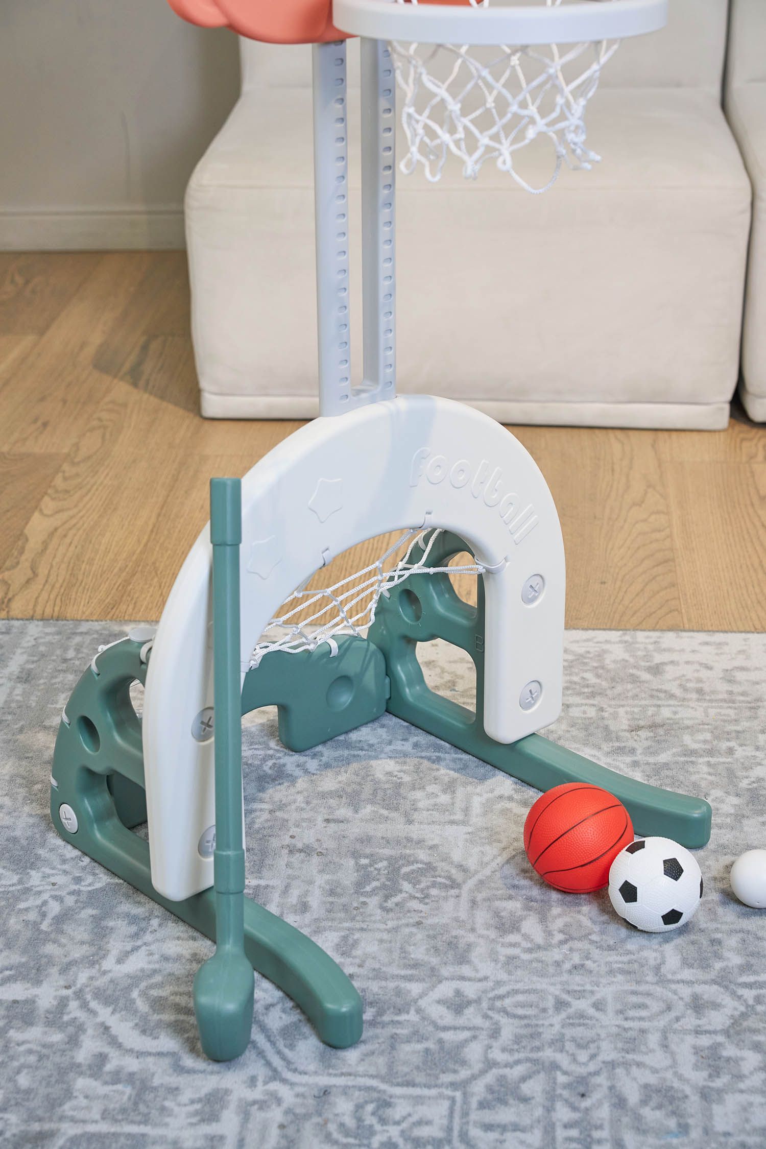 Стойка баскетбольная и хоккейные ворота UNIX Kids Dino (2 in 1) PPBSDINO