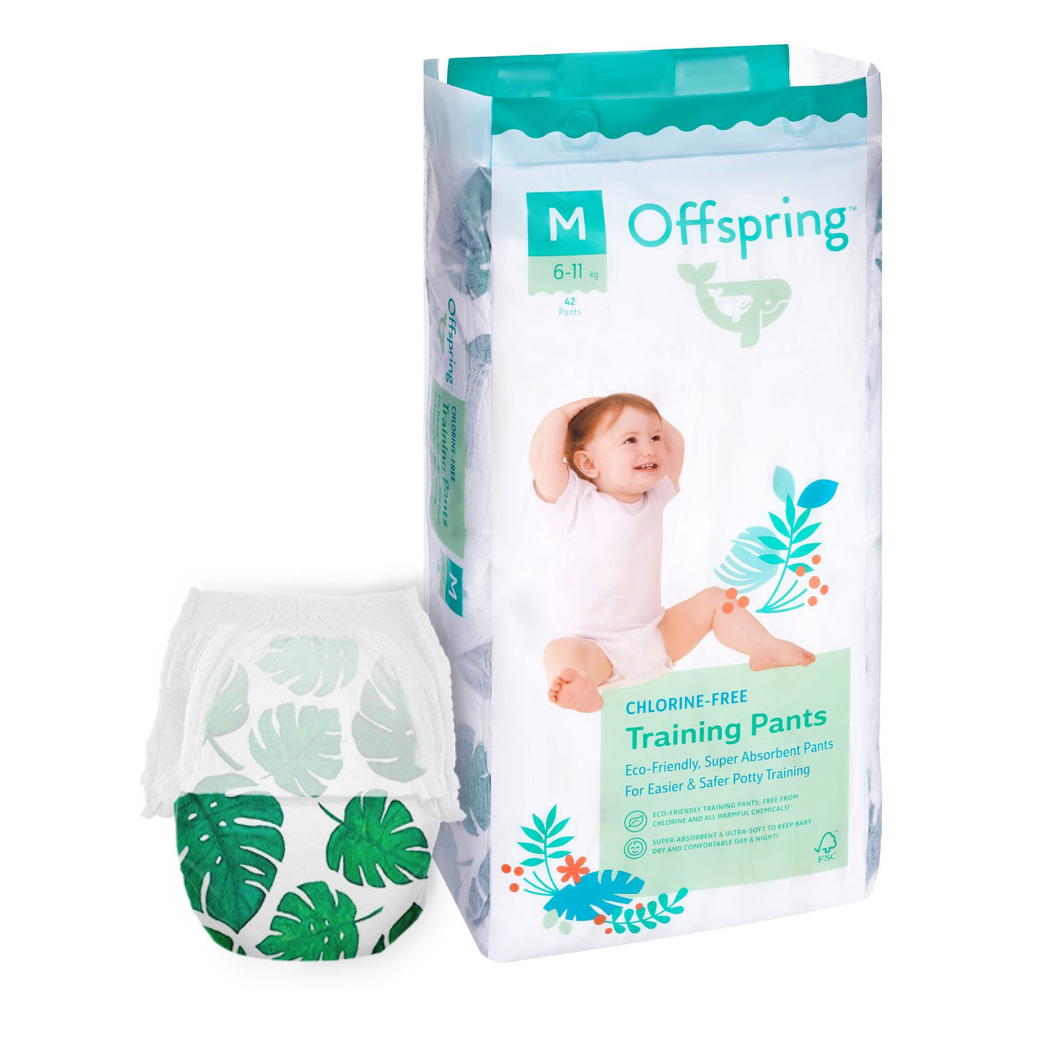 Трусики-подгузники Offspring Тропики M 6-11 кг 42 шт OF02MLEA