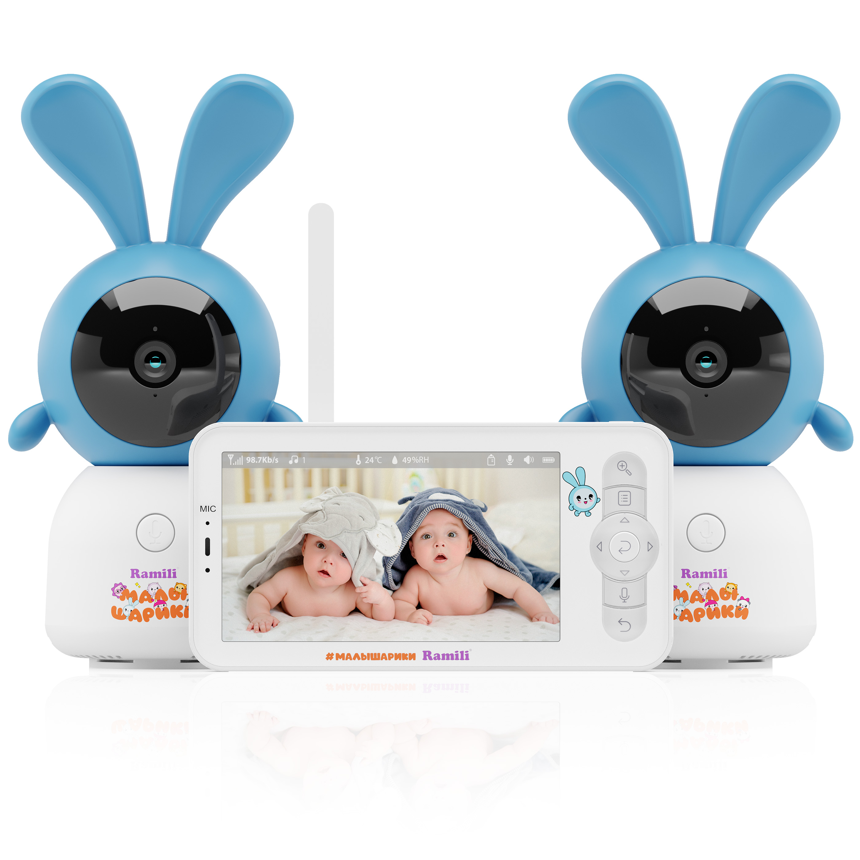 Видеоняня Ramili Baby Wi-Fi 2K Крошик, Малышарики с креплениями RV100X2KROSH